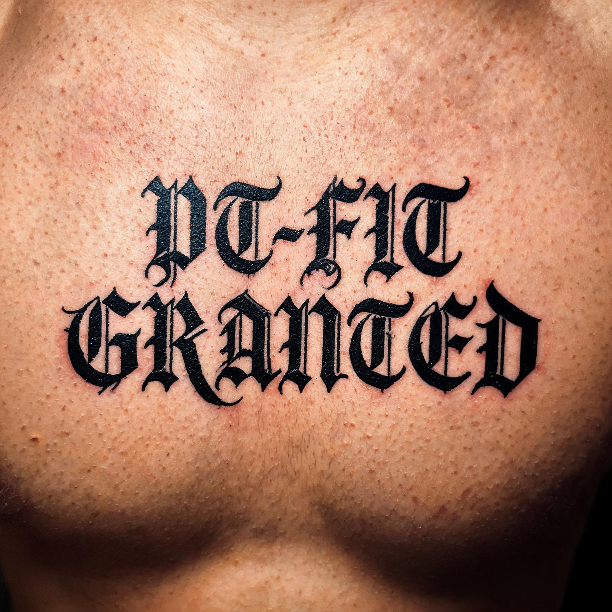 "PT-FIT GRANTED" — Tattoo | AI Text Effect Generator