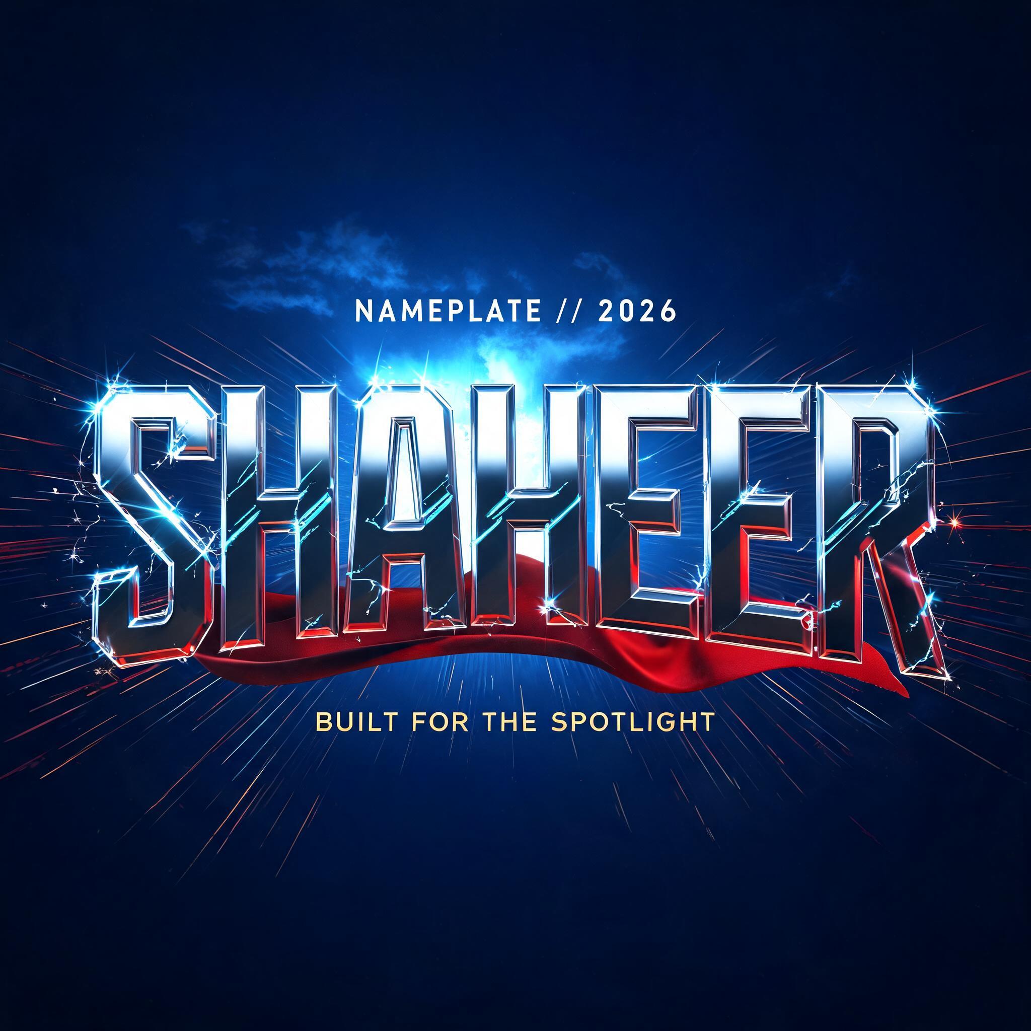 "SHAHEER" — Superhero text effect