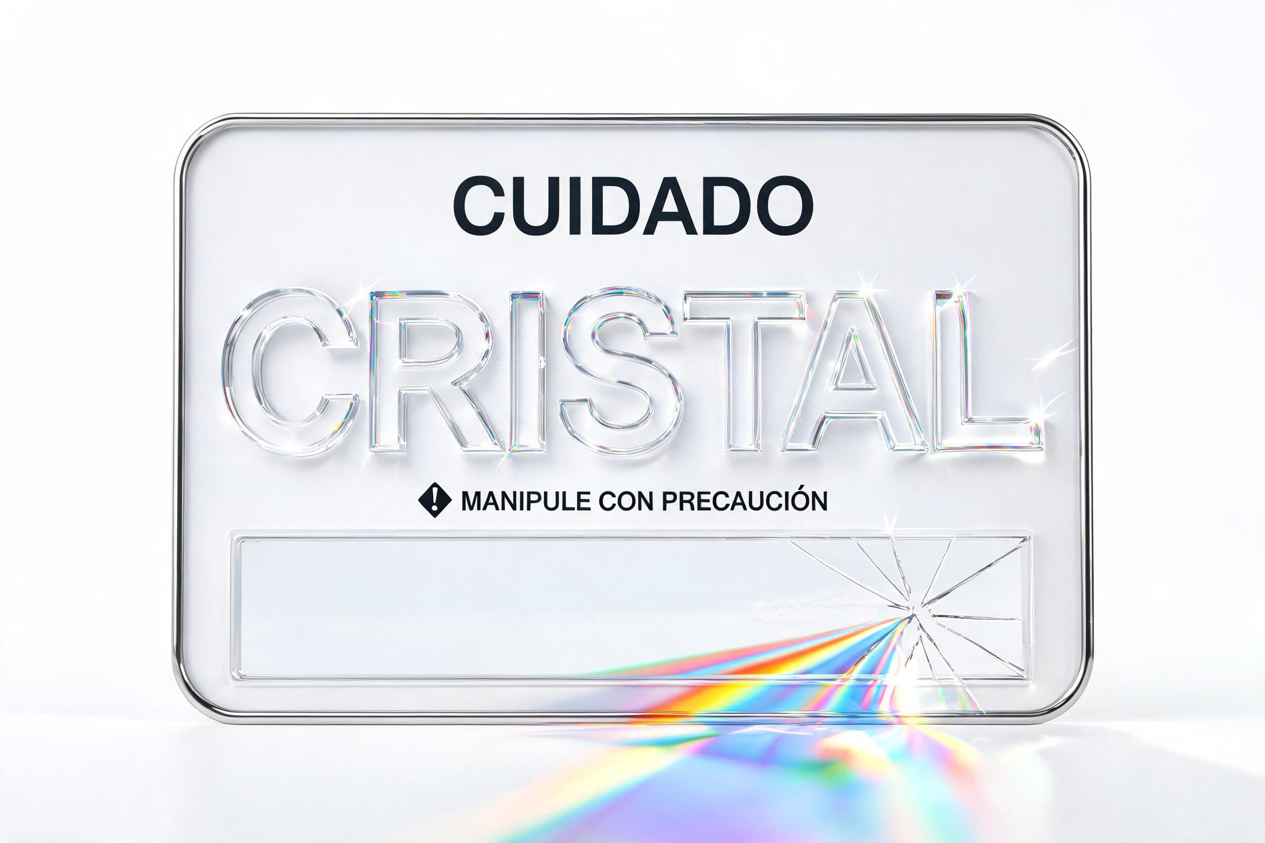"CUIDADO
CRISTAL
MANIPULE CON PRECAUCIÓN" — Glass Color text effect