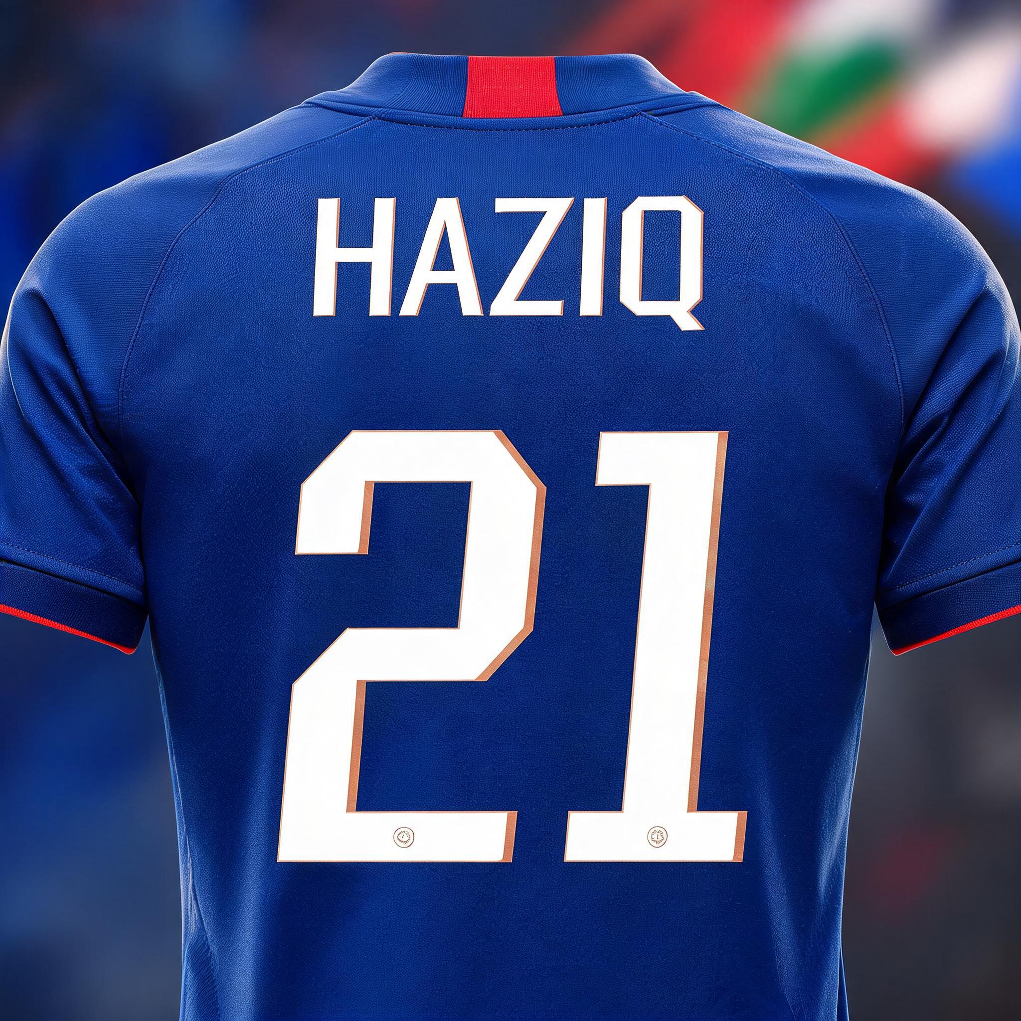 "HAZIQ
21" — Sports Football | AI Text Effect Generator