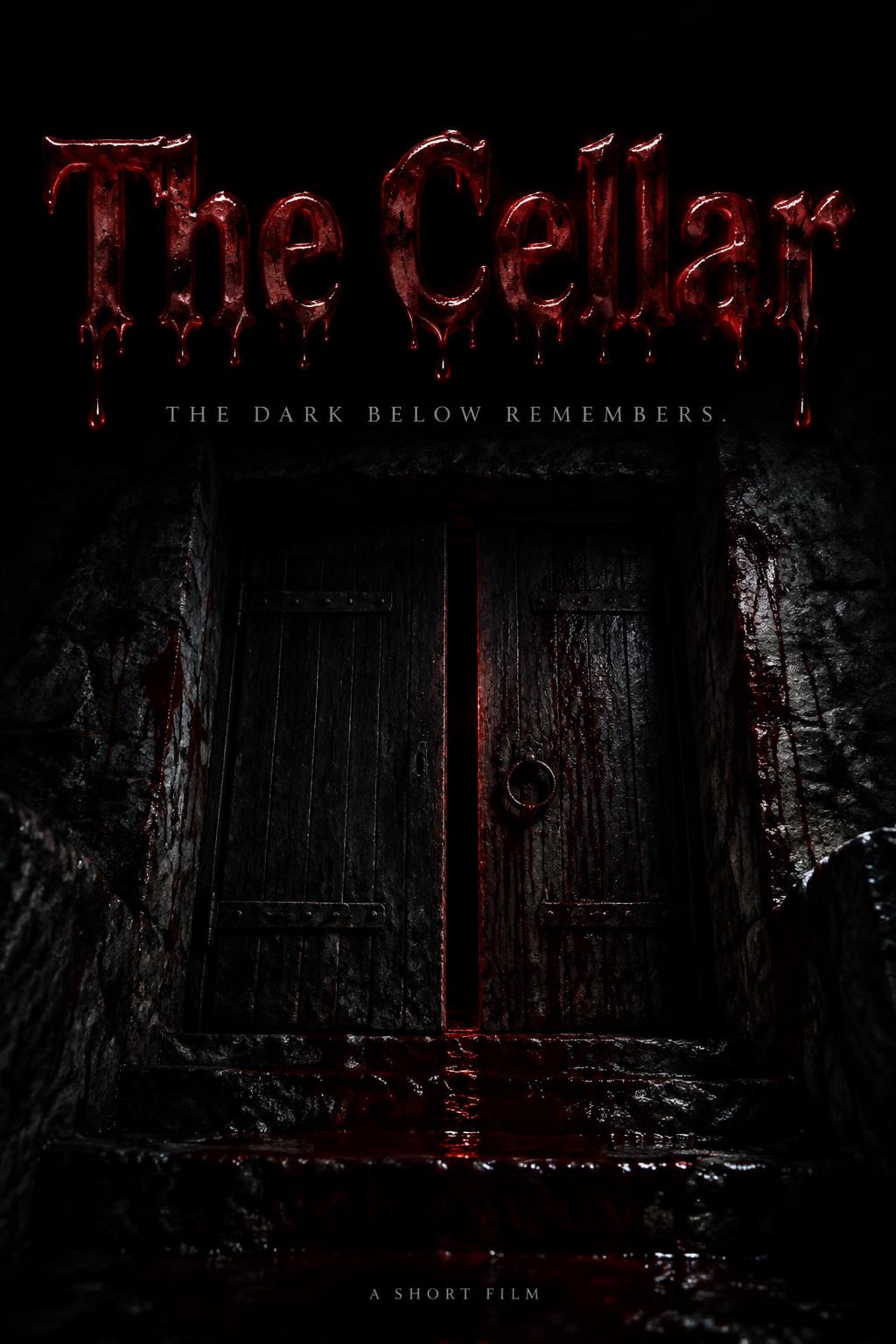 "The Cellar
THE DARK BELOW REMEMBERS.
A SHORT FILM" — Drip Font Blood | AI Text Effect Generator