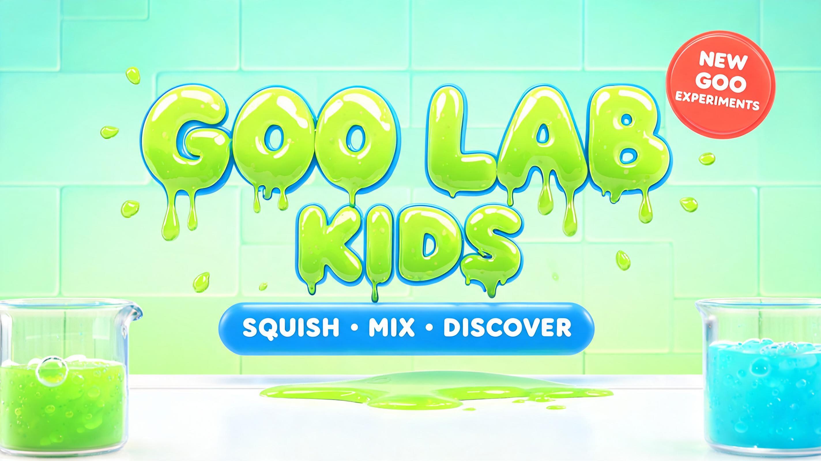 "GOO LAB KIDS
SQUISH • MIX • DISCOVER
NEW GOO EXPERIMENTS" — Drip Font | AI Text Effect Generator