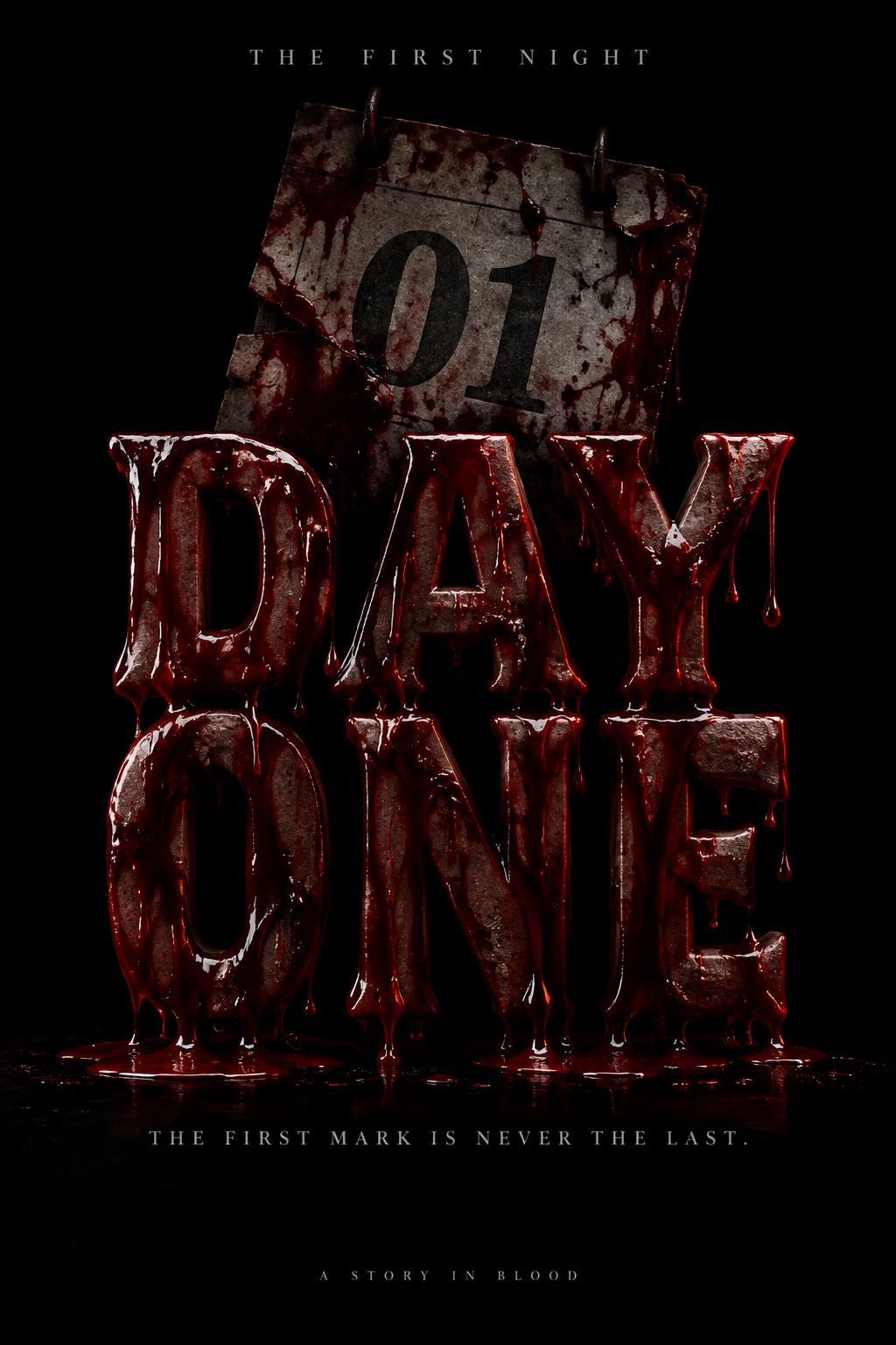"DAY ONE
THE FIRST MARK IS NEVER THE LAST.
THE FIRST NIGHT
A STORY IN BLOOD" — Drip Font Blood | AI Text Effect Generator