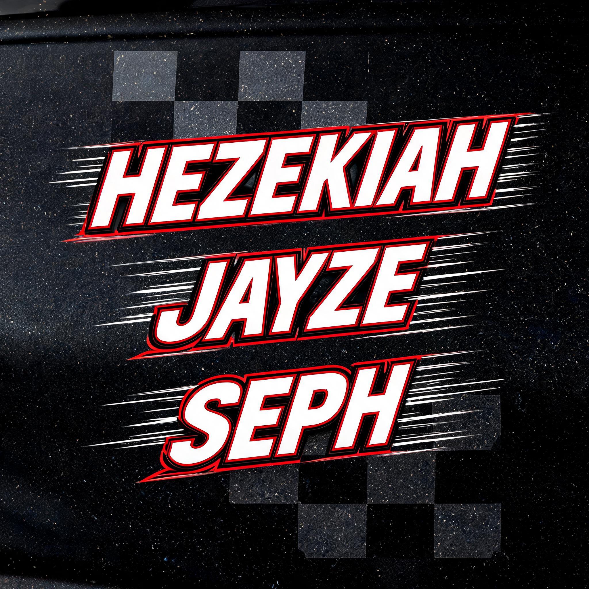 "HEZEKIAH JAYZE SEPH" — Racing | AI Text Effect Generator
