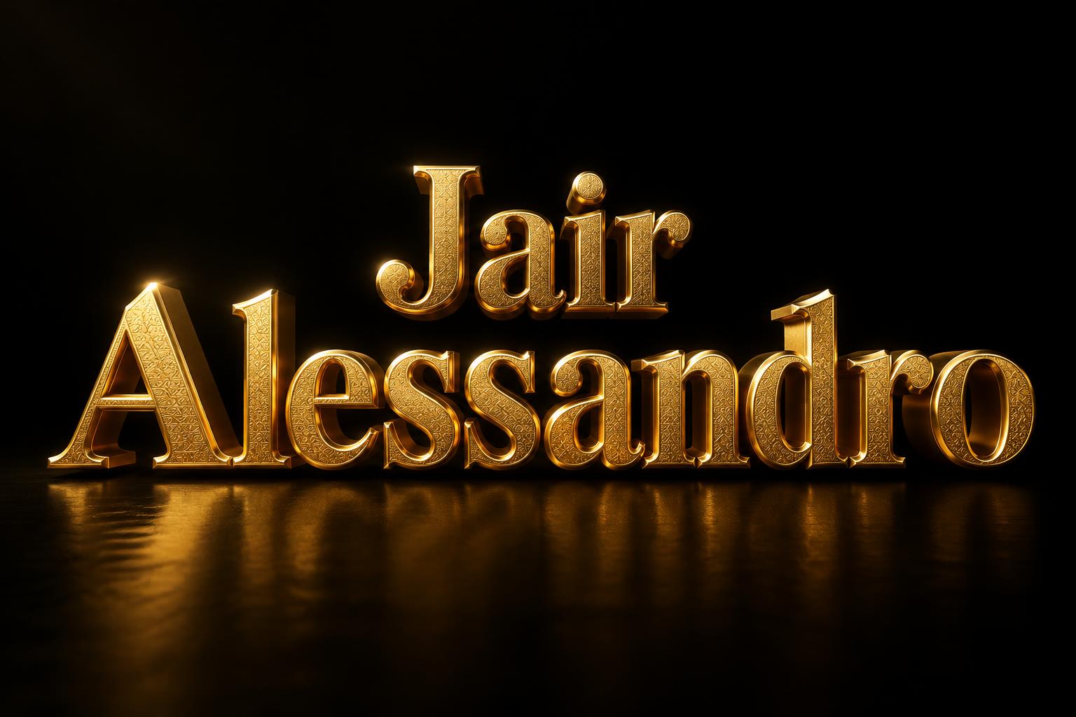 "Jair Alessandro" — 3d Bold Gold | AI Text Effect Generator