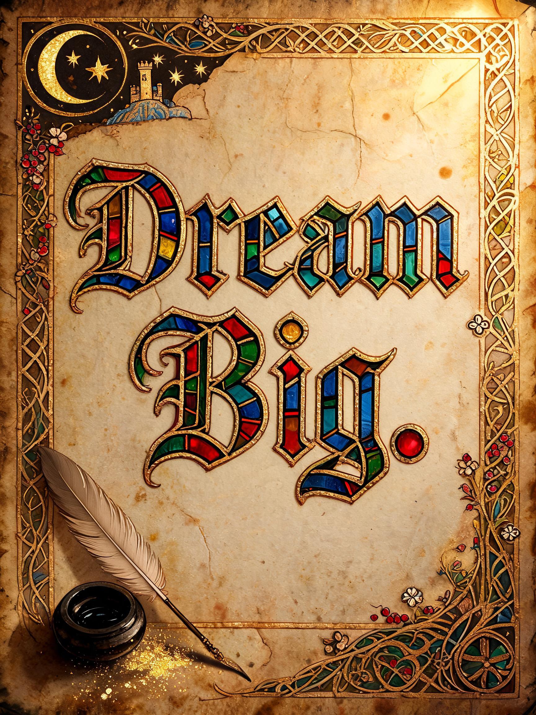 "Dream Big. " — Medieval text effect