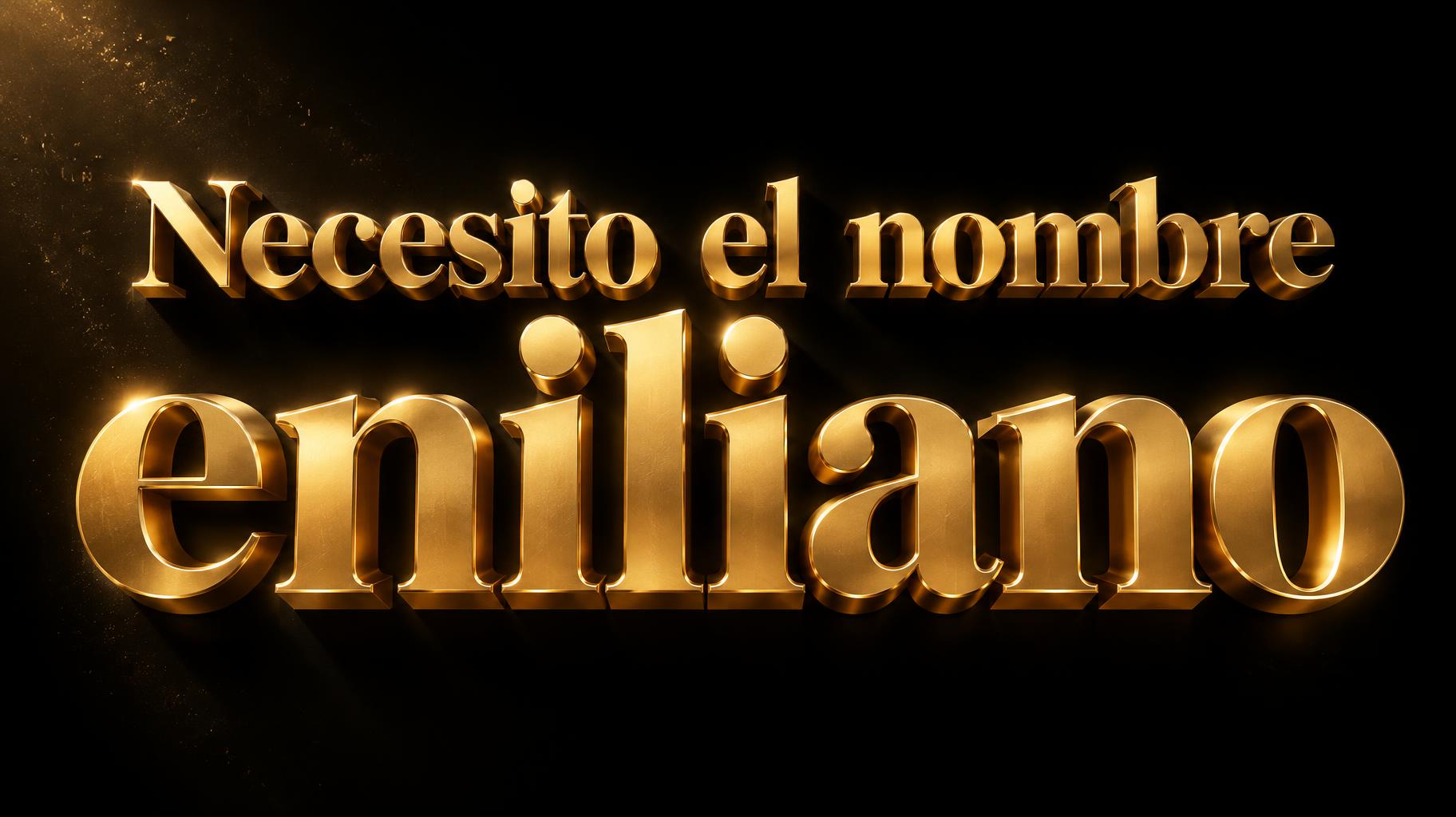 "Necesito el nombre eniliano" — 3d Bold Gold | AI Text Effect Generator