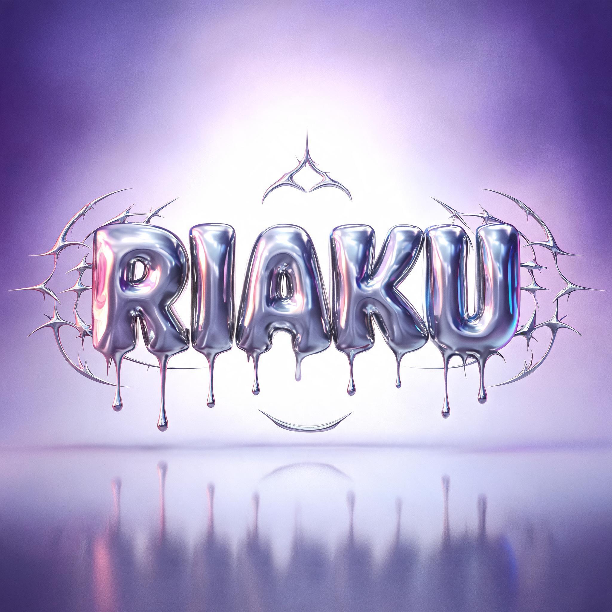"RIAKU" — Y2k Liquid text effect