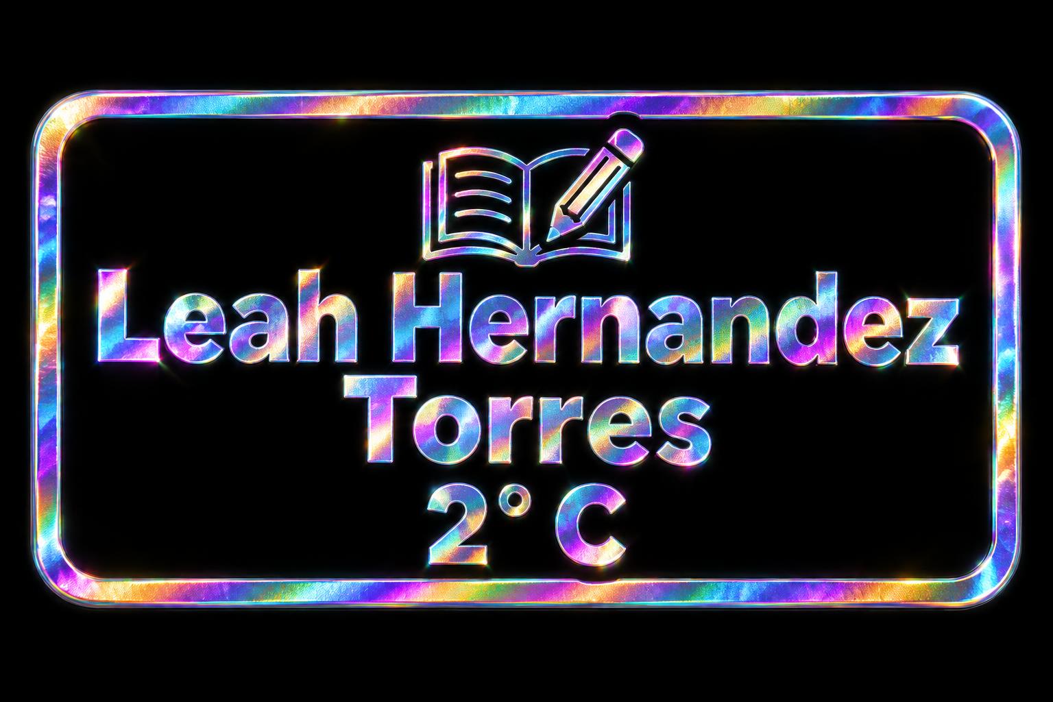 "Leah Hernandez Torres
2° C" — Holographic | AI Text Effect Generator