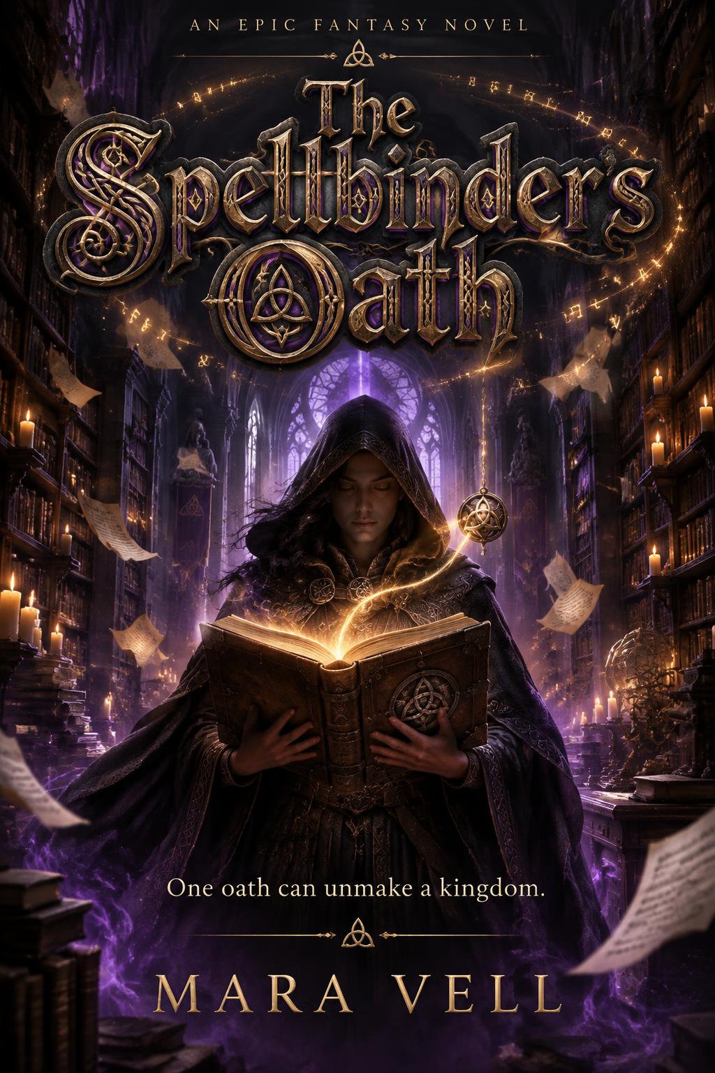 "The Spellbinder's Oath
One oath can unmake a kingdom.
AN EPIC FANTASY NOVEL
MARA VELL" — Magic Fantasy | AI Text Effect Generator
