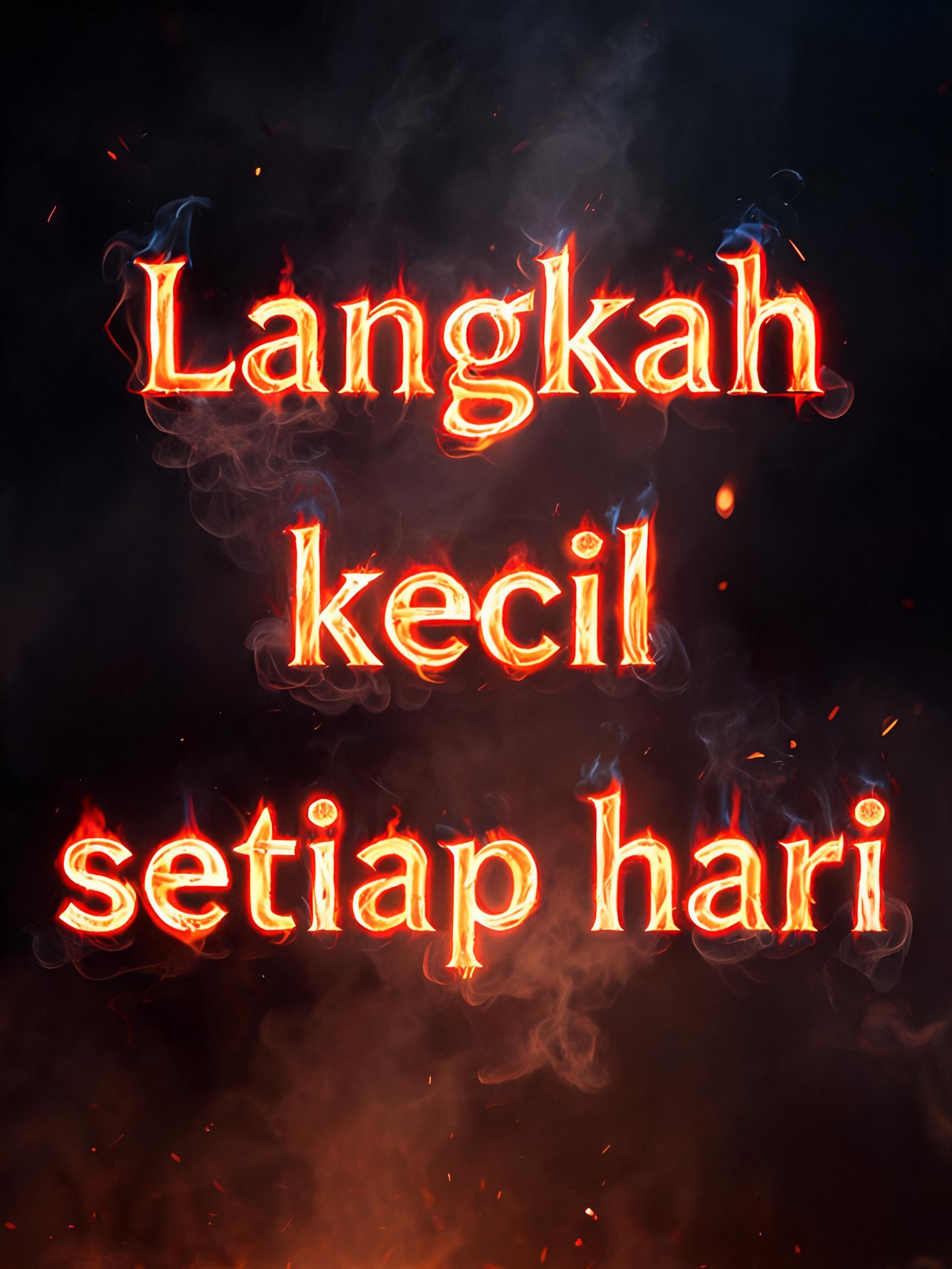 "Langkah kecil setiap hari" — Fire Smoke | AI Text Effect Generator
