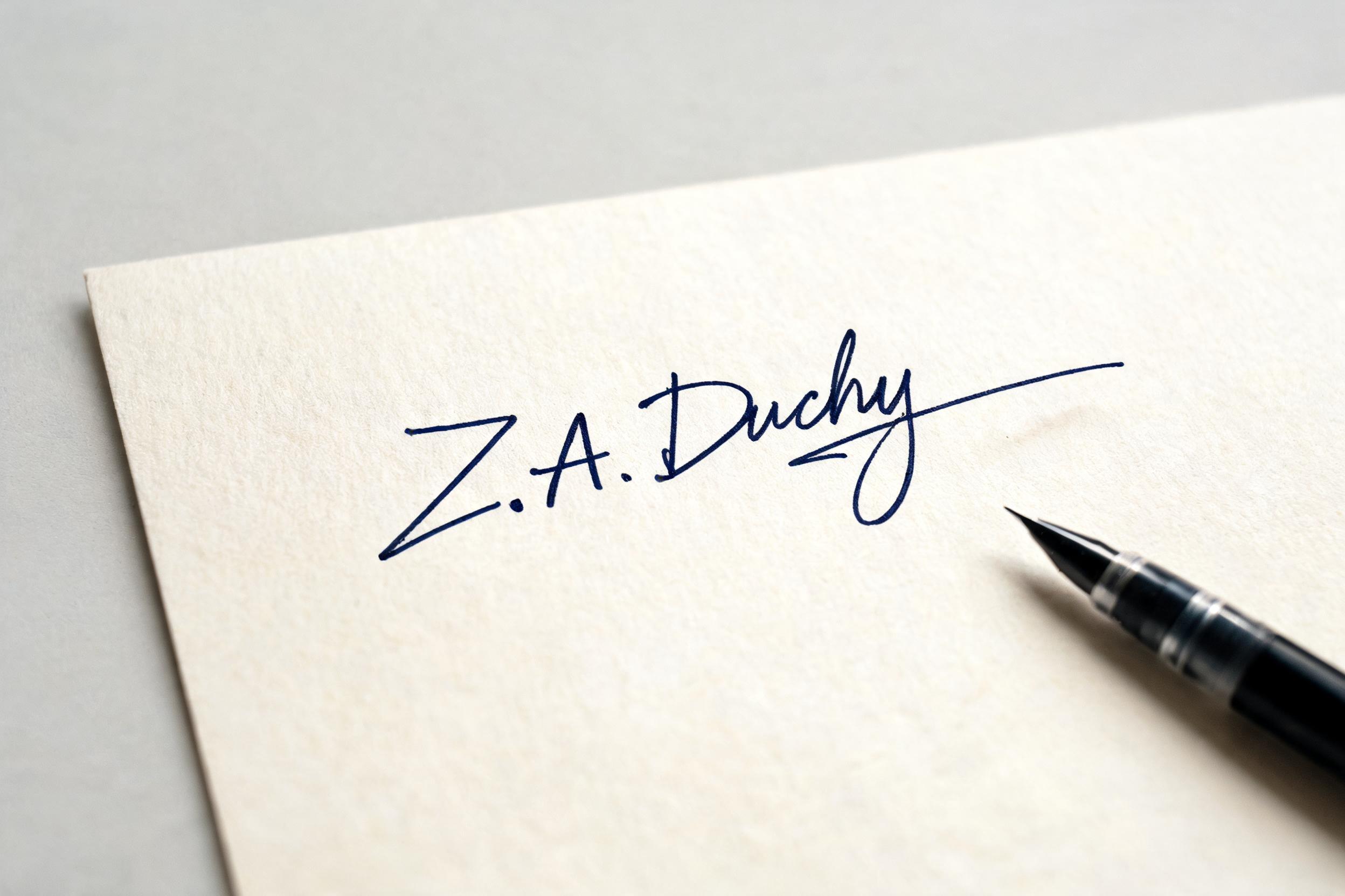 "Z.A. Duchy" — Cursive Signature | AI Text Effect Generator