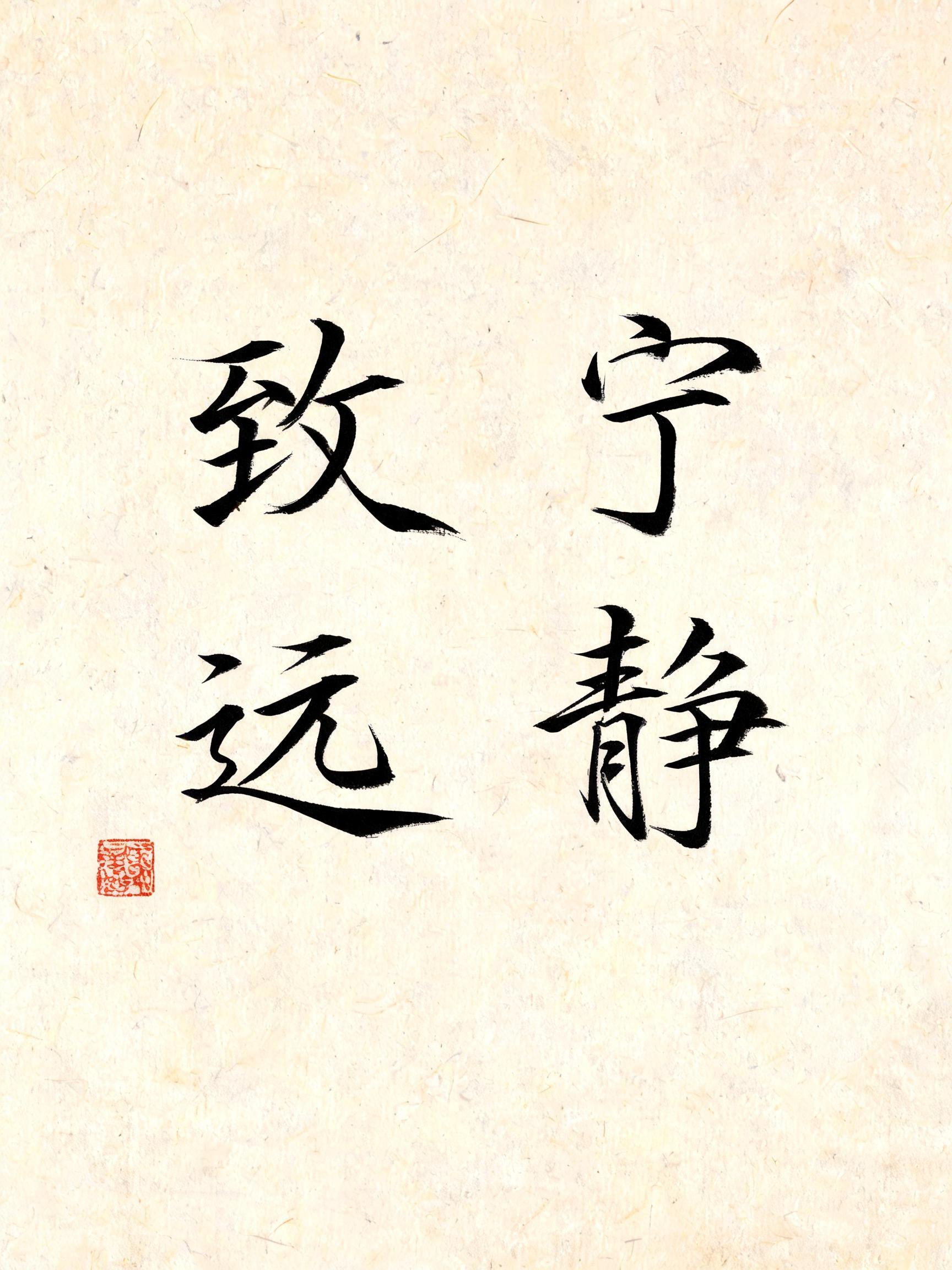 "做一幅书法字，写「宁静致远」，当书房挂画" — Brush Chinese Ink | AI Text Effect Generator