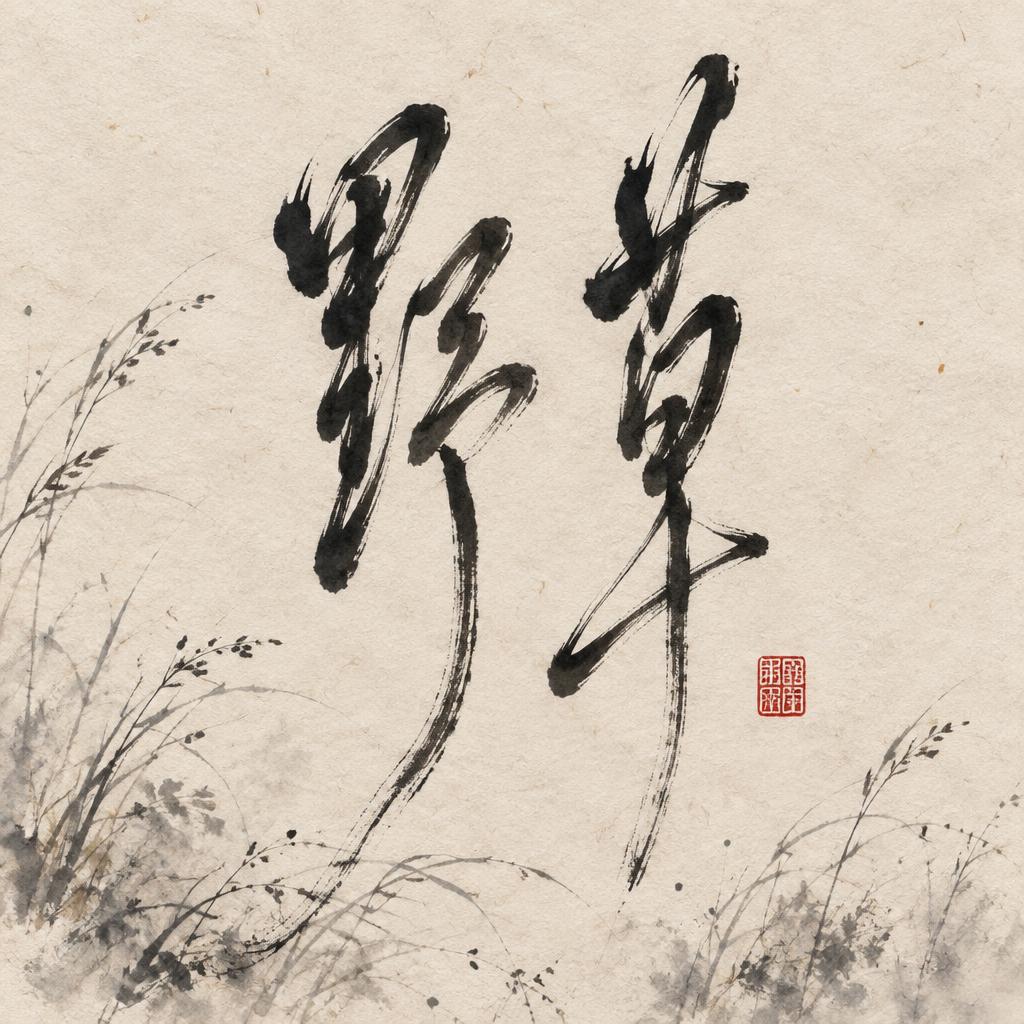 "野草" — Brush Chinese Ink | AI Text Effect Generator