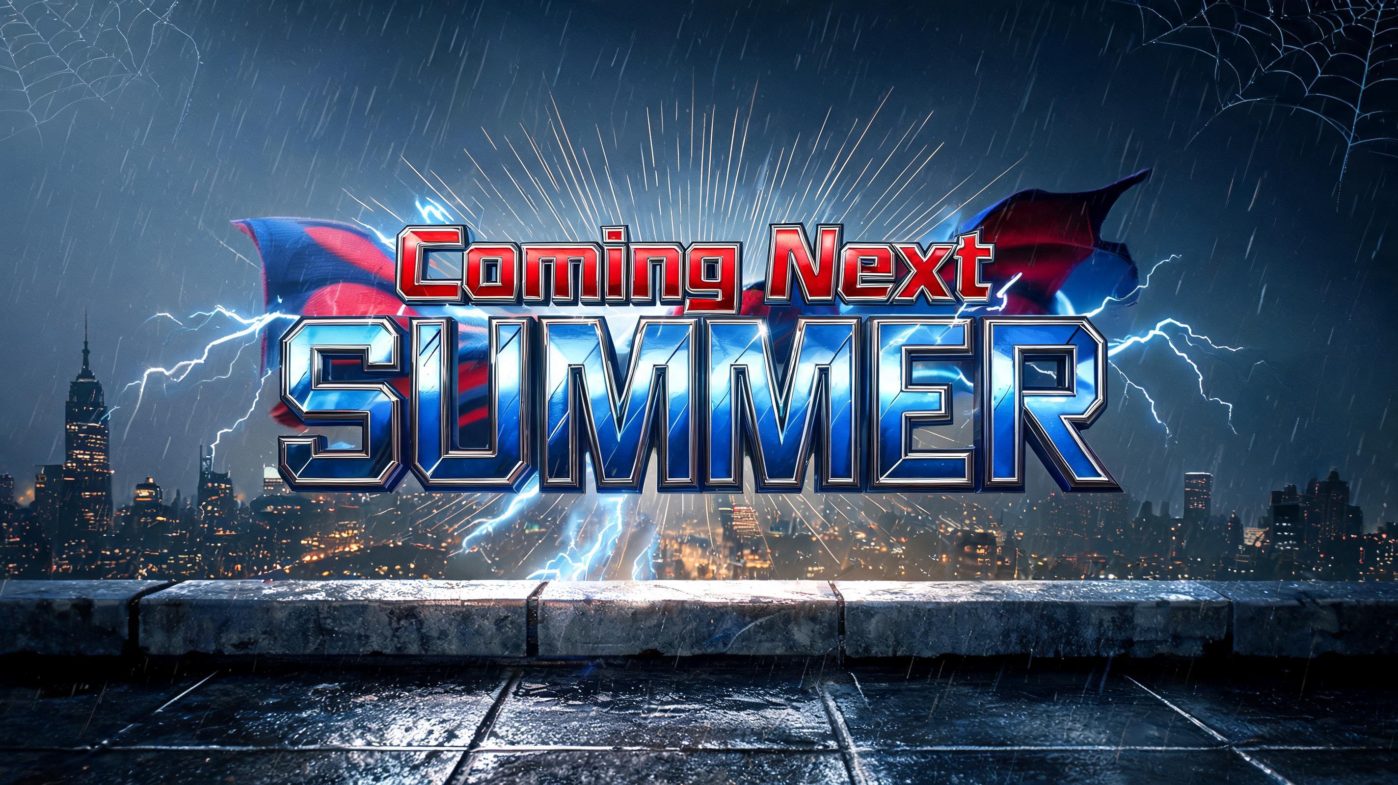 "Design a wide title card reading Coming Next Summer for my teaser" — Spider Hero | AI Text Effect Generator