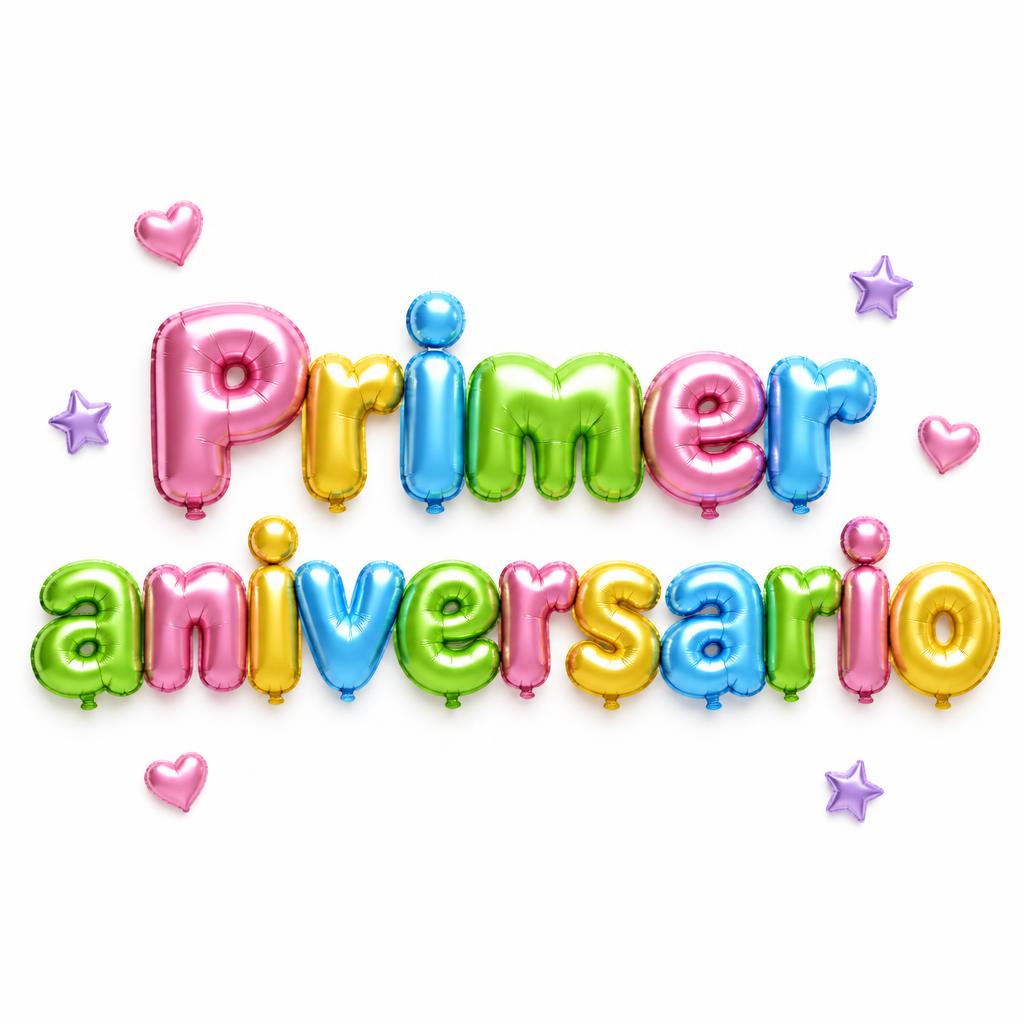 "Primer aniversario" — Y2k Bubbly | AI Text Effect Generator