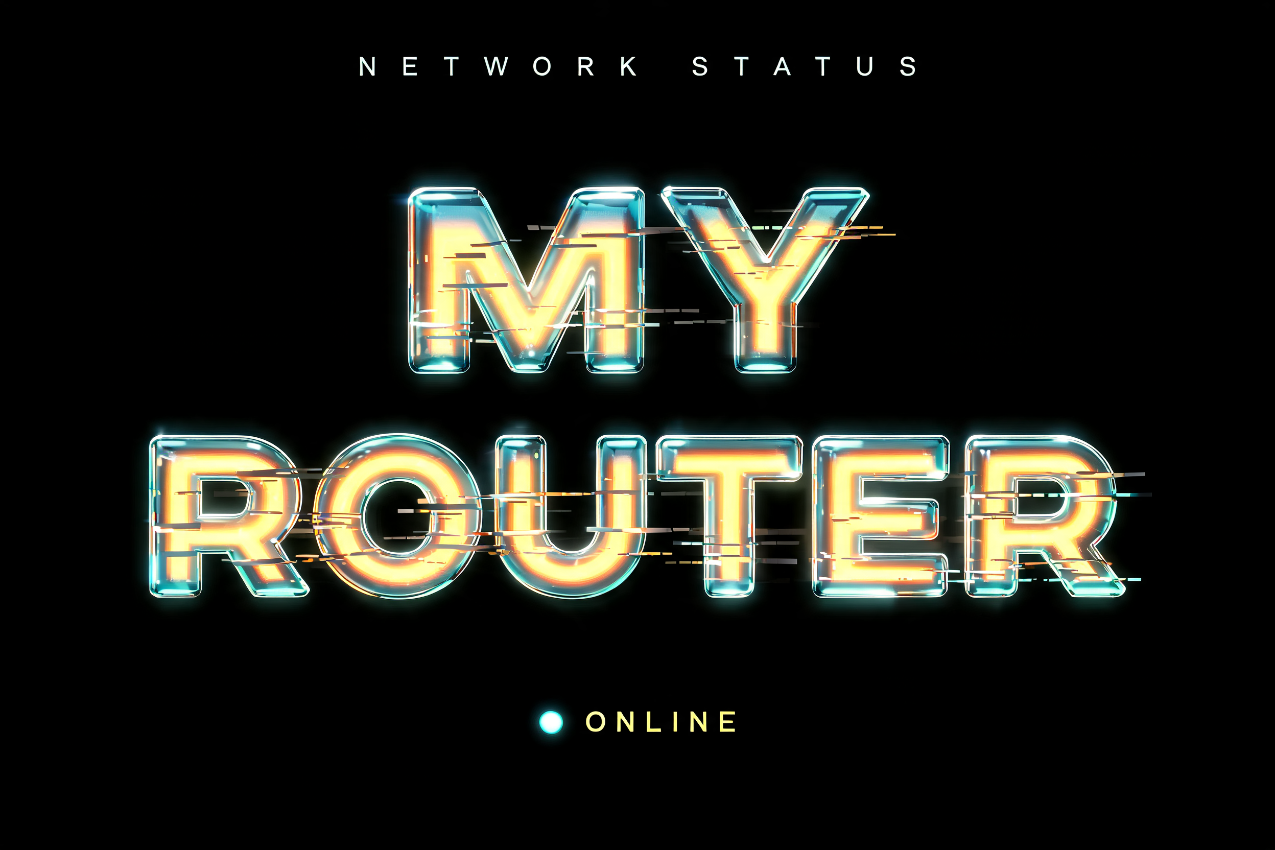 "MY ROUTER
NETWORK STATUS
ONLINE" — Glass Liquid | AI Text Effect Generator