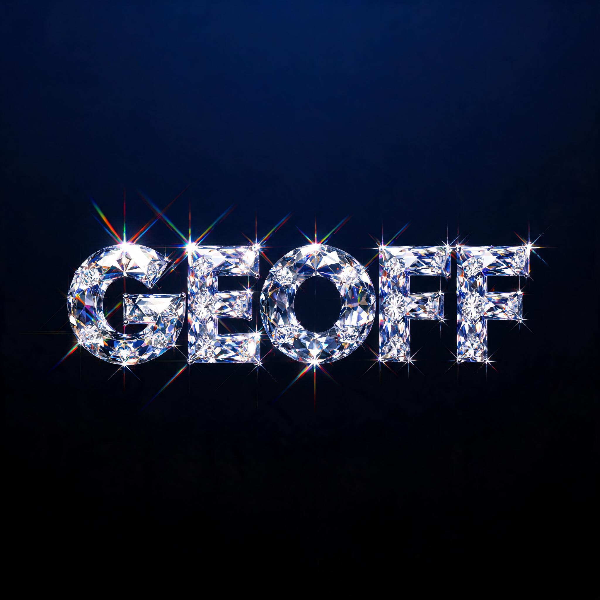 "GEOFF" — Glass Crystal | AI Text Effect Generator