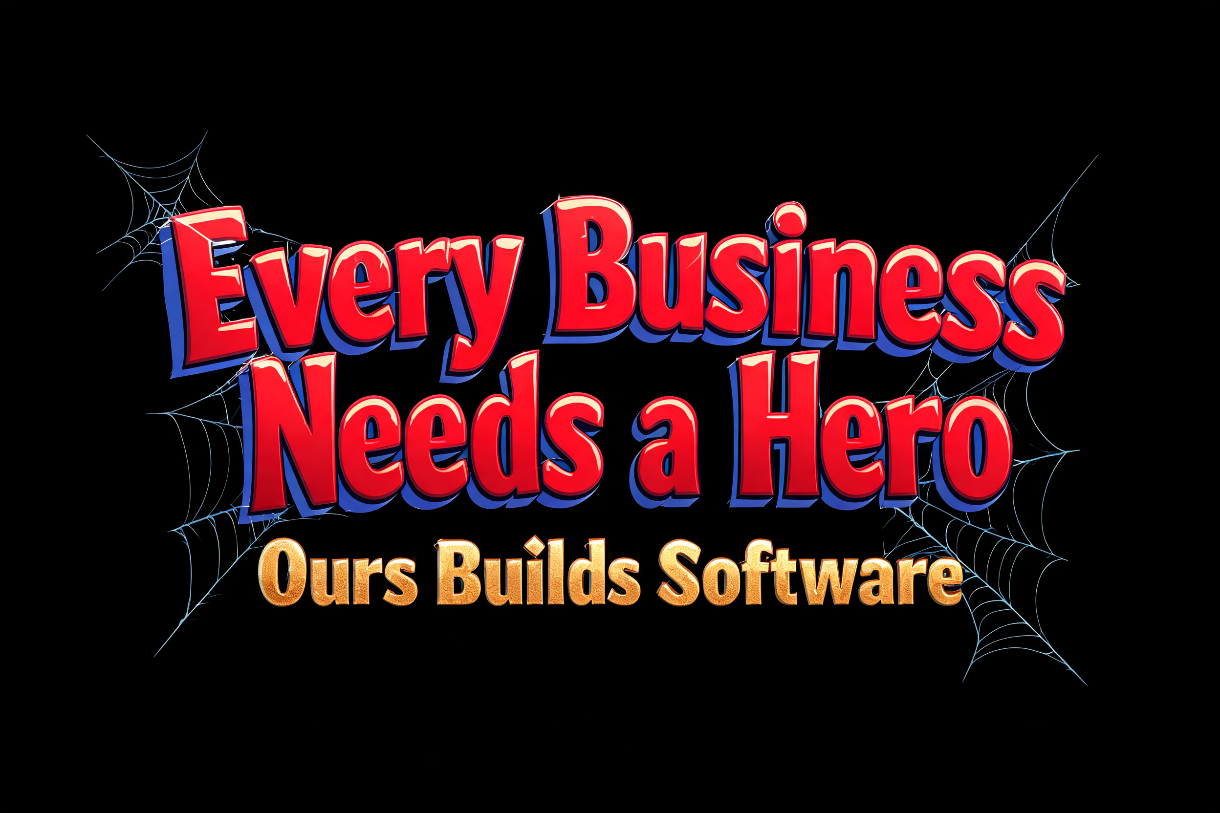 "Every Business Needs a Hero           Ours Builds Software" — Spider Hero | AI Text Effect Generator
