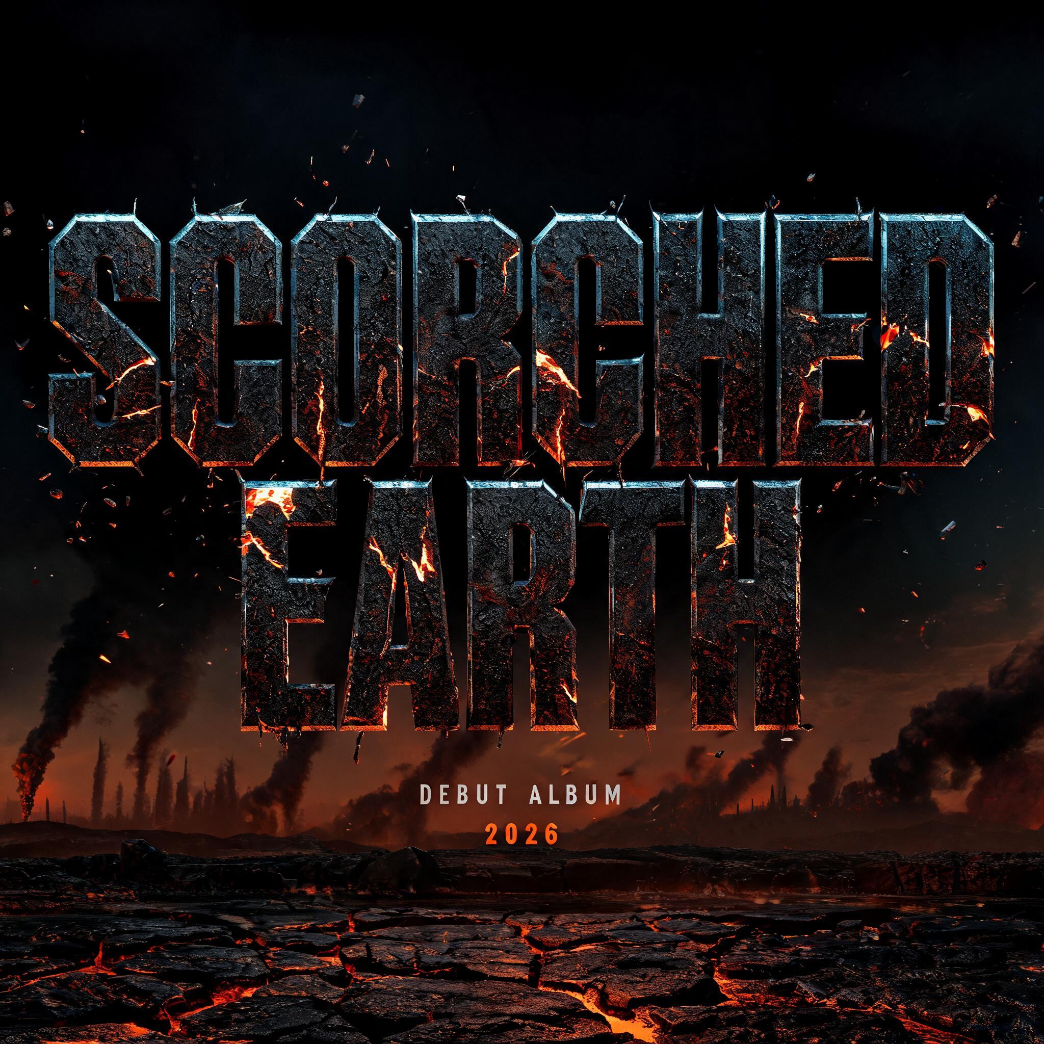 "Create a metal band logo for Scorched Earth" — Post Apocalyptic text effect