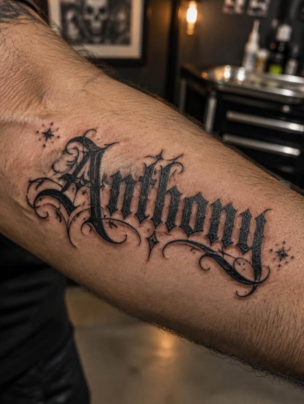 "Anthony" — Tattoo | AI Text Effect Generator