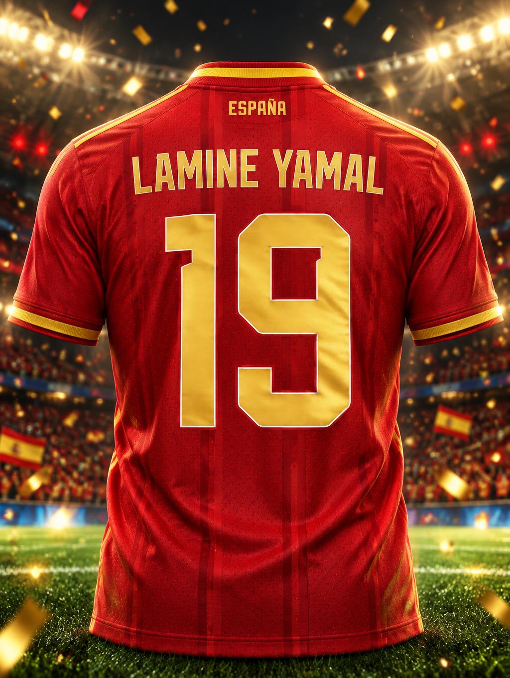 "19
LAMINE YAMAL
ESPAÑA" — Sports Football | AI Text Effect Generator