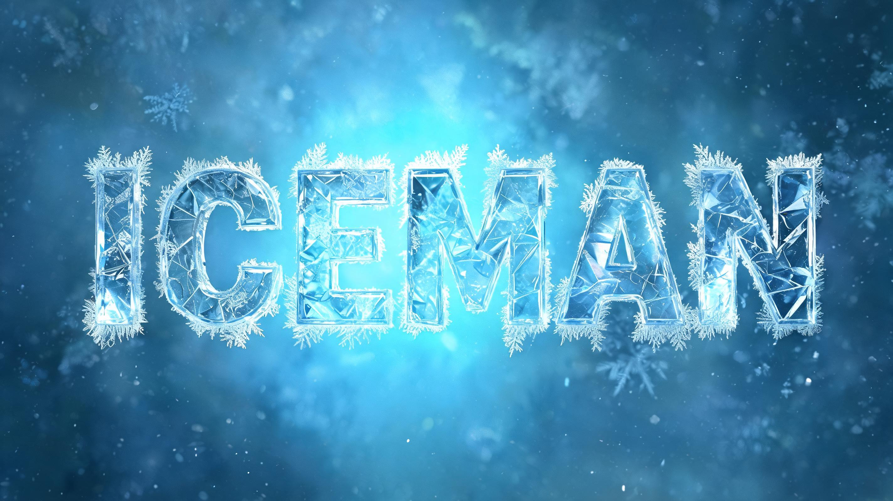 "ICEMAN" — Ice Crystal text effect