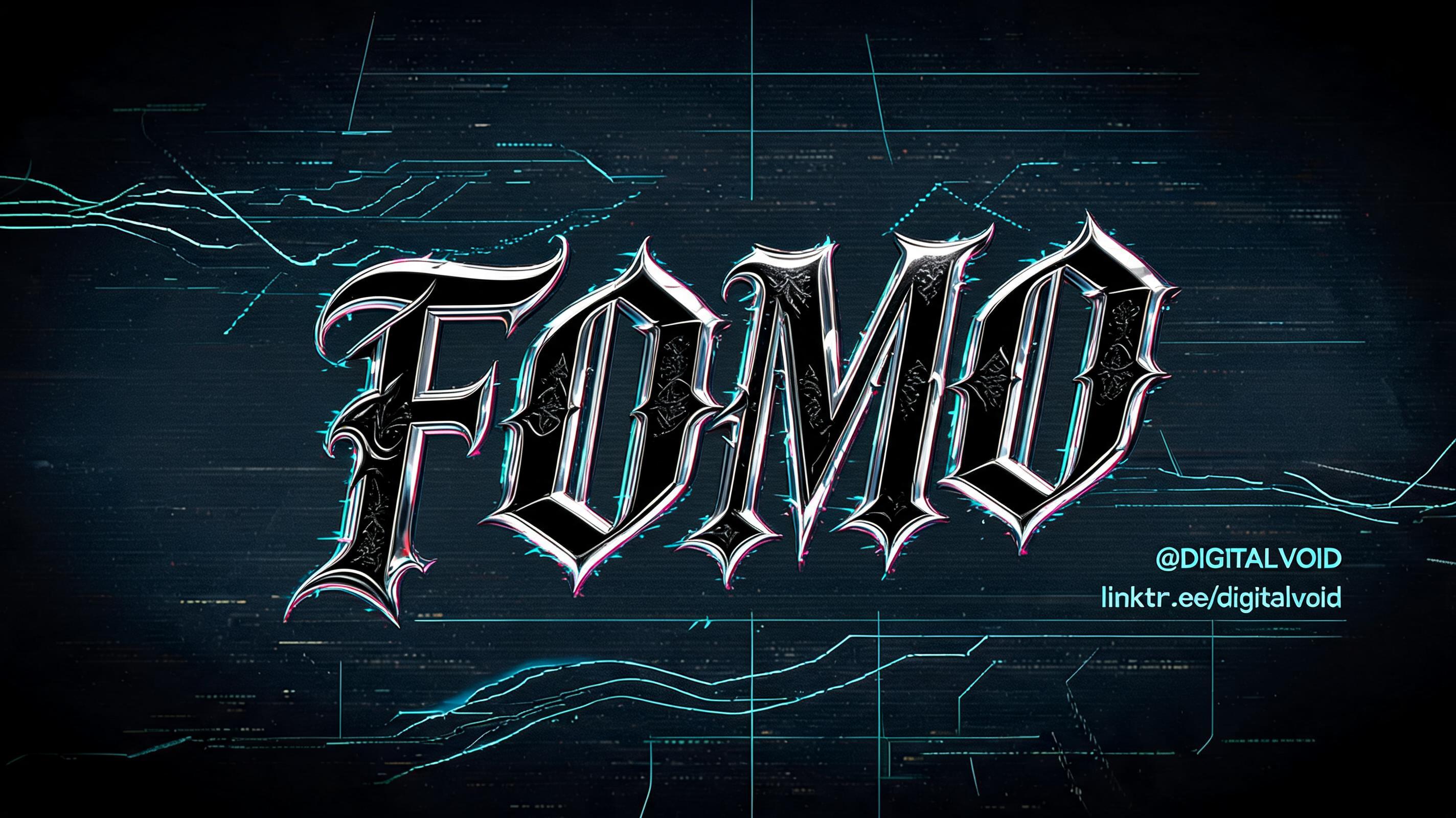 "FOMO" — Cyberpunk Chrome | AI Text Effect Generator