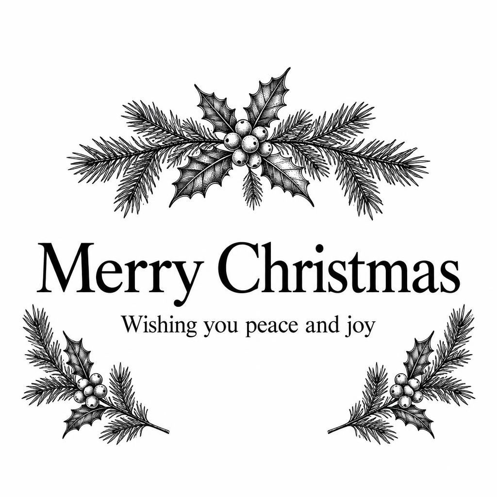 "Merry Christmas
Wishing you peace and joy" — Christmas text effect