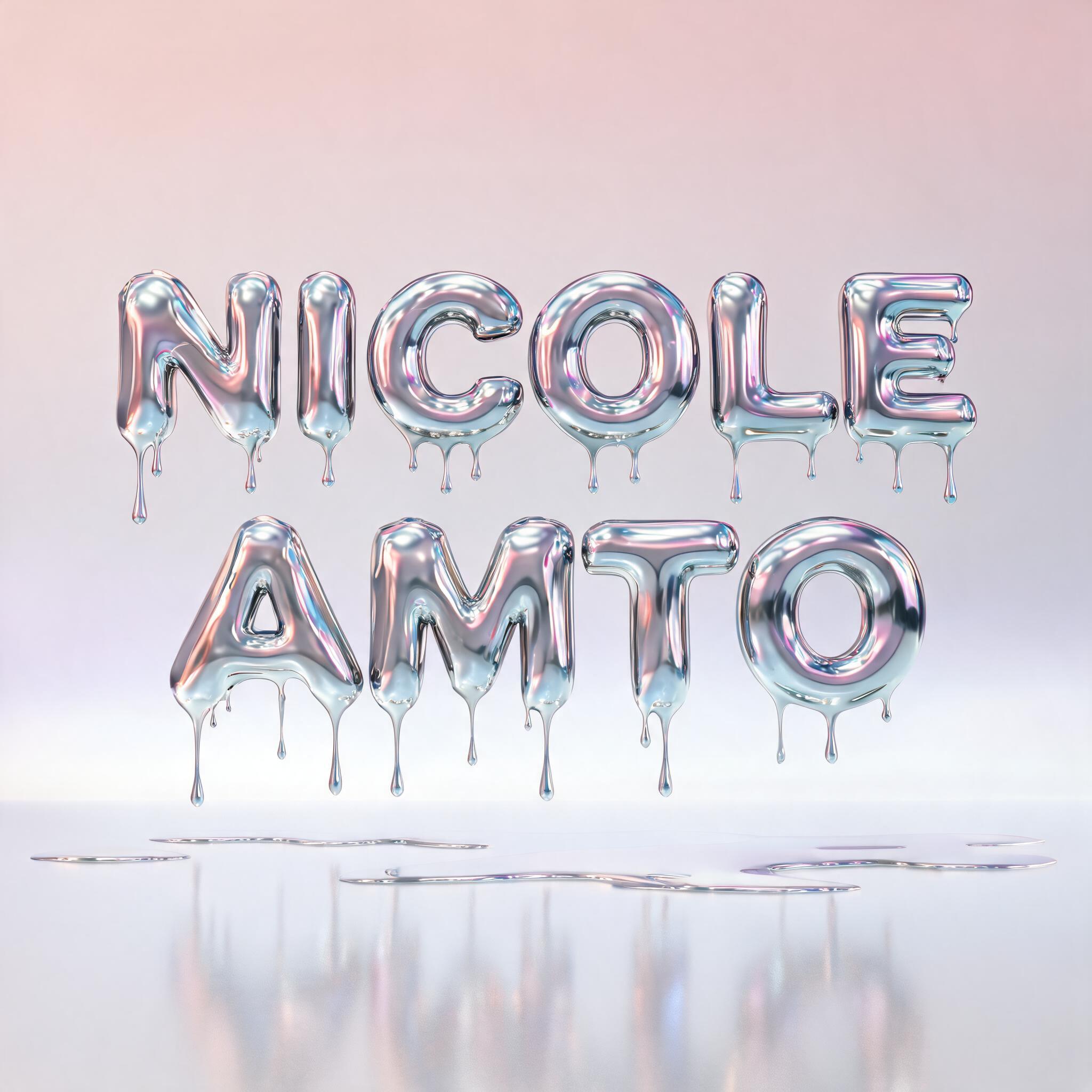 "NICOLE AMTO" — Y2k Liquid text effect