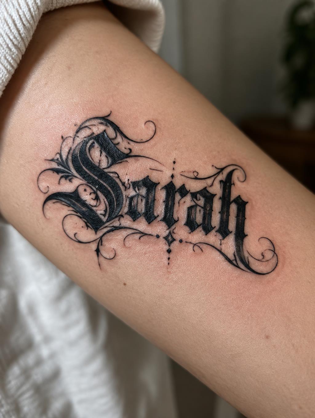 "Sarah" — Tattoo | AI Text Effect Generator
