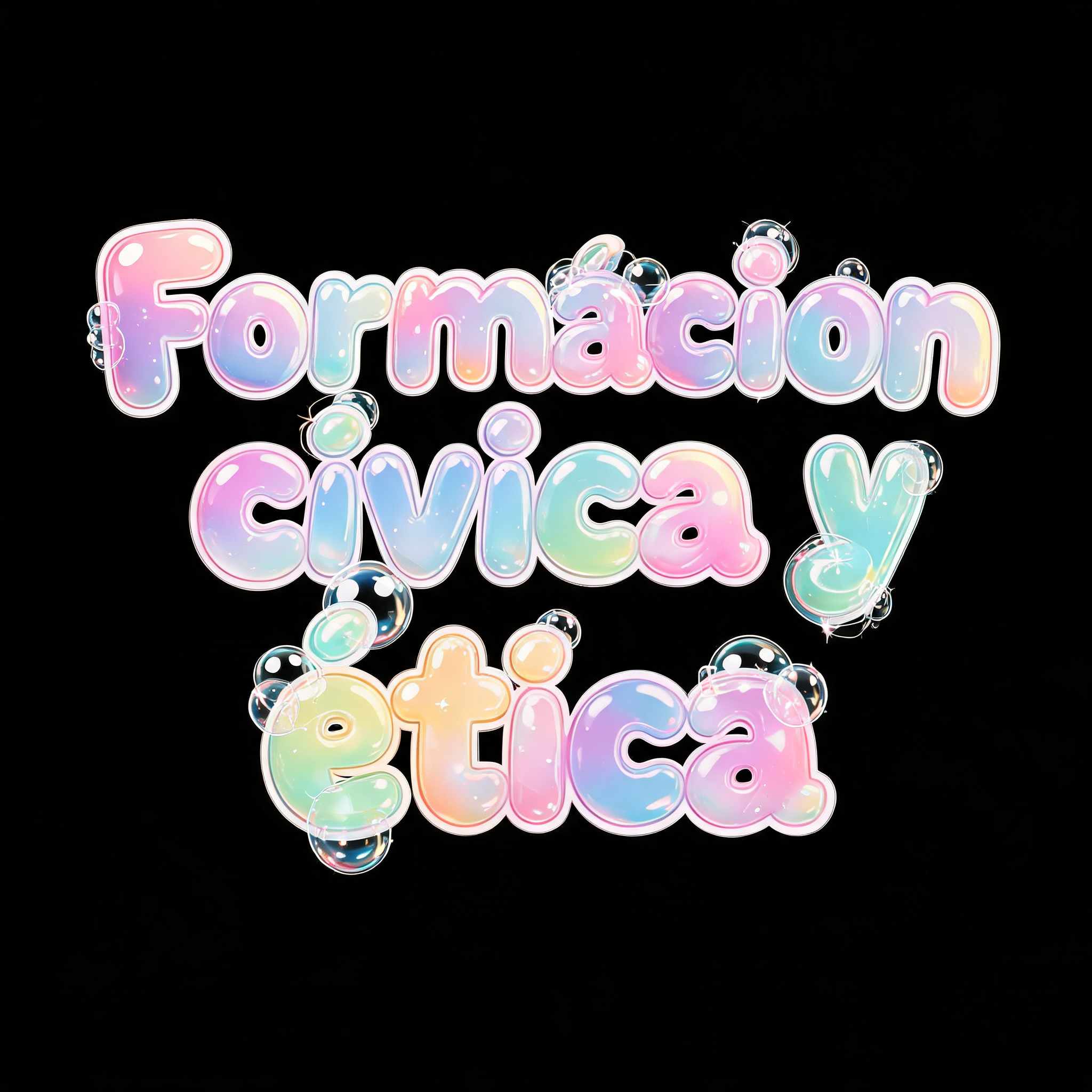 "Formación cívica y ética" — Bubble text effect
