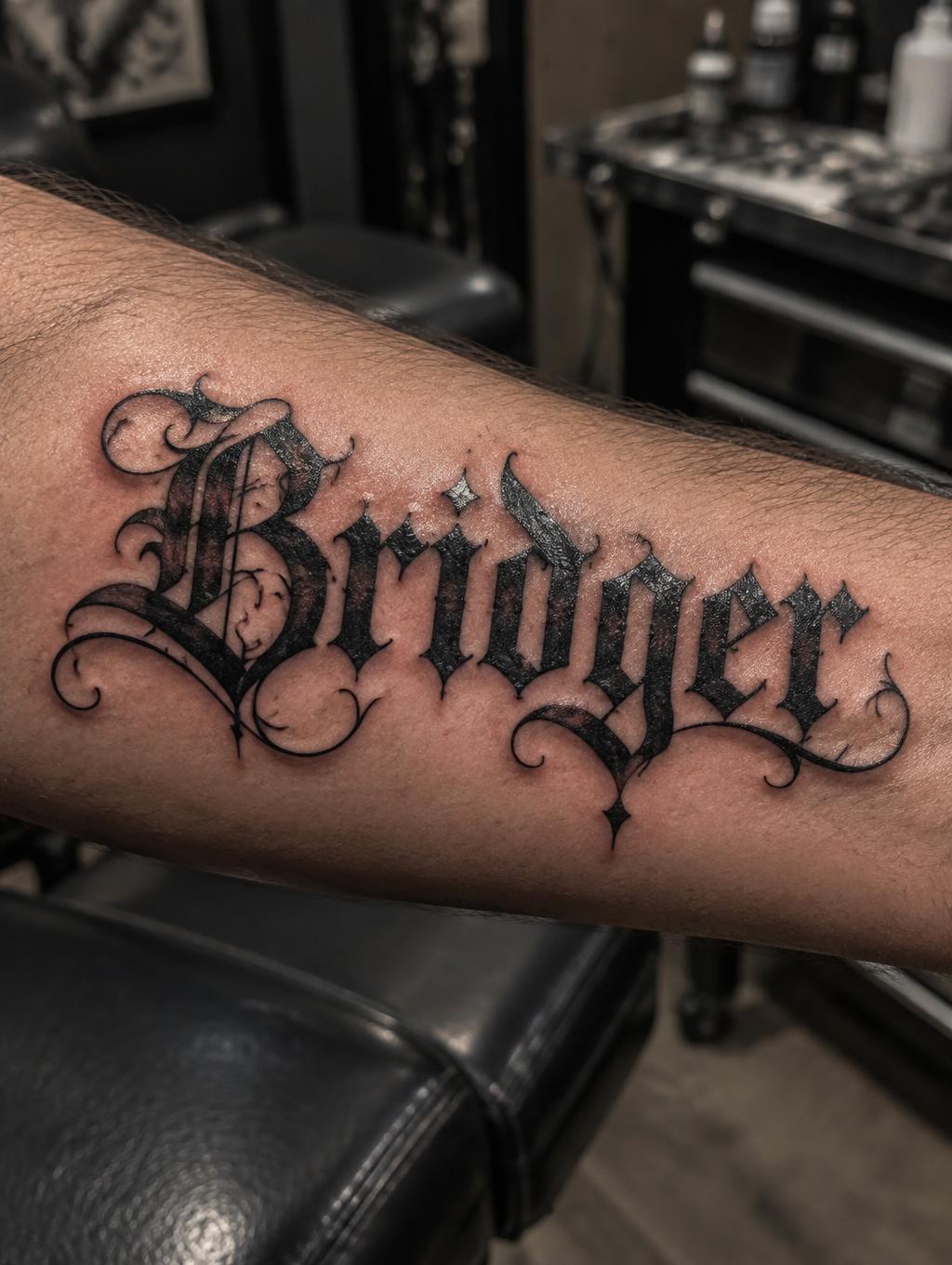 "Bridger" — Tattoo | AI Text Effect Generator