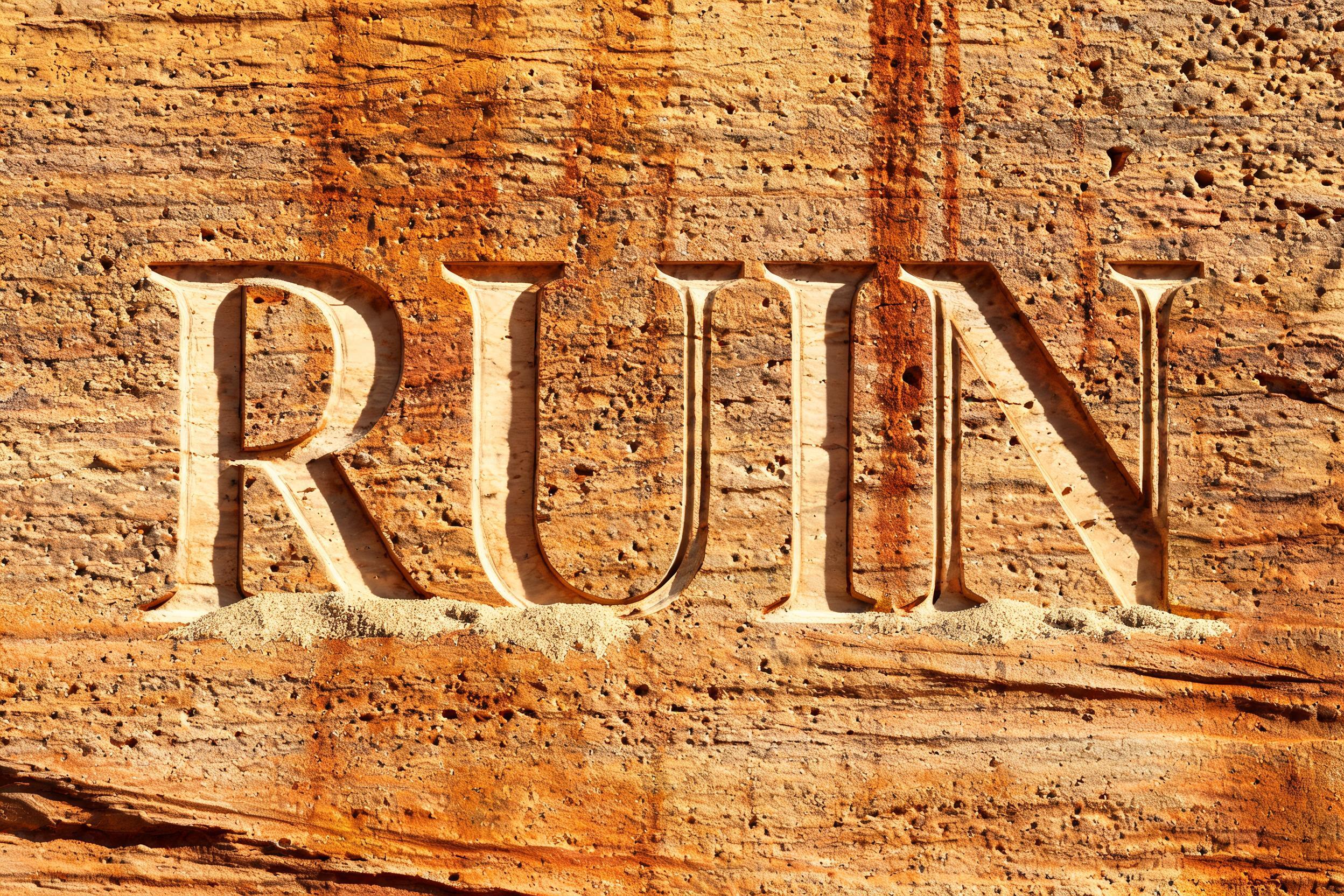 "Ruin" — Sand Stone | AI Text Effect Generator