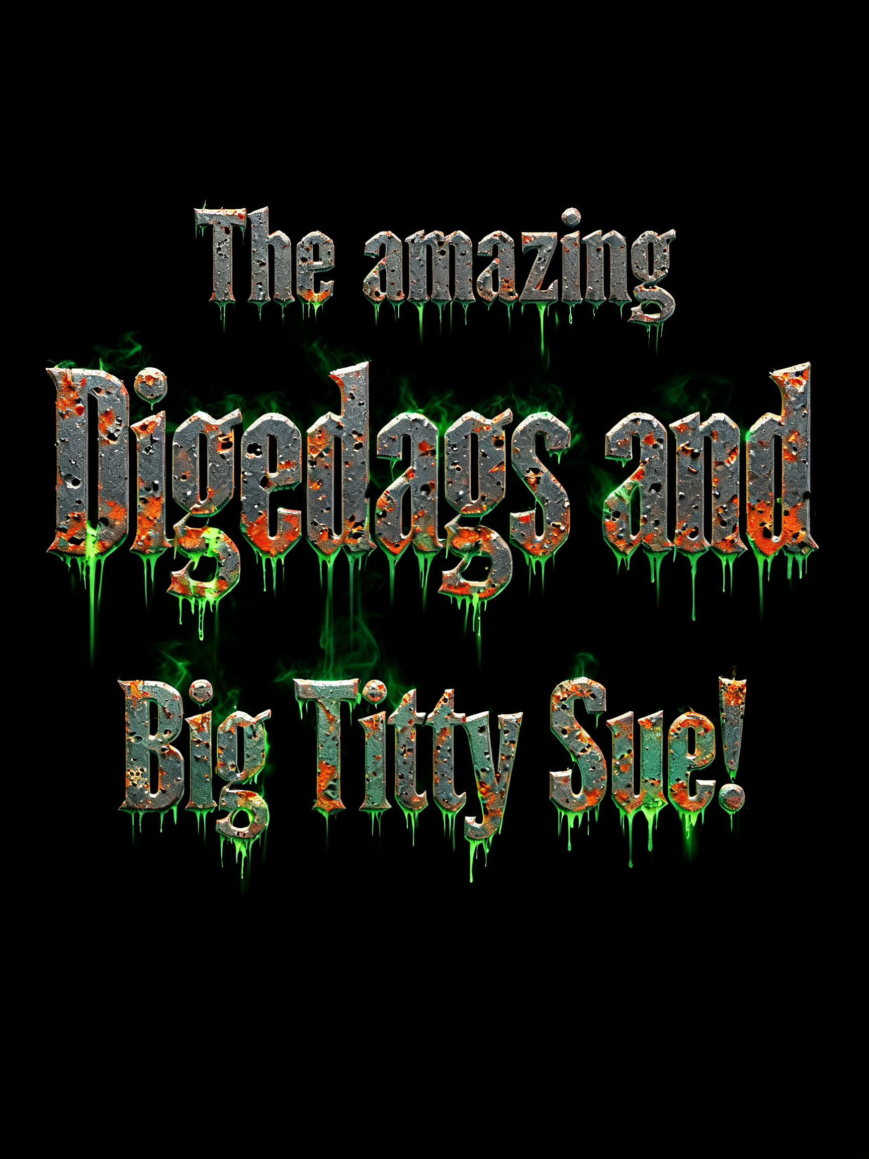 "The amazing
Digedags and 
Big Titty Sue!" — Cyberpunk Acid Rain | AI Text Effect Generator