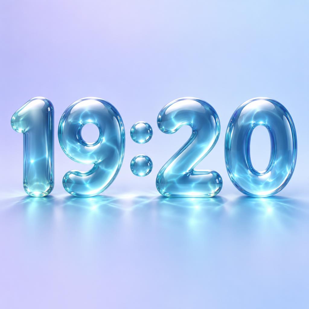 "19:20" — Glass Liquid | AI Text Effect Generator