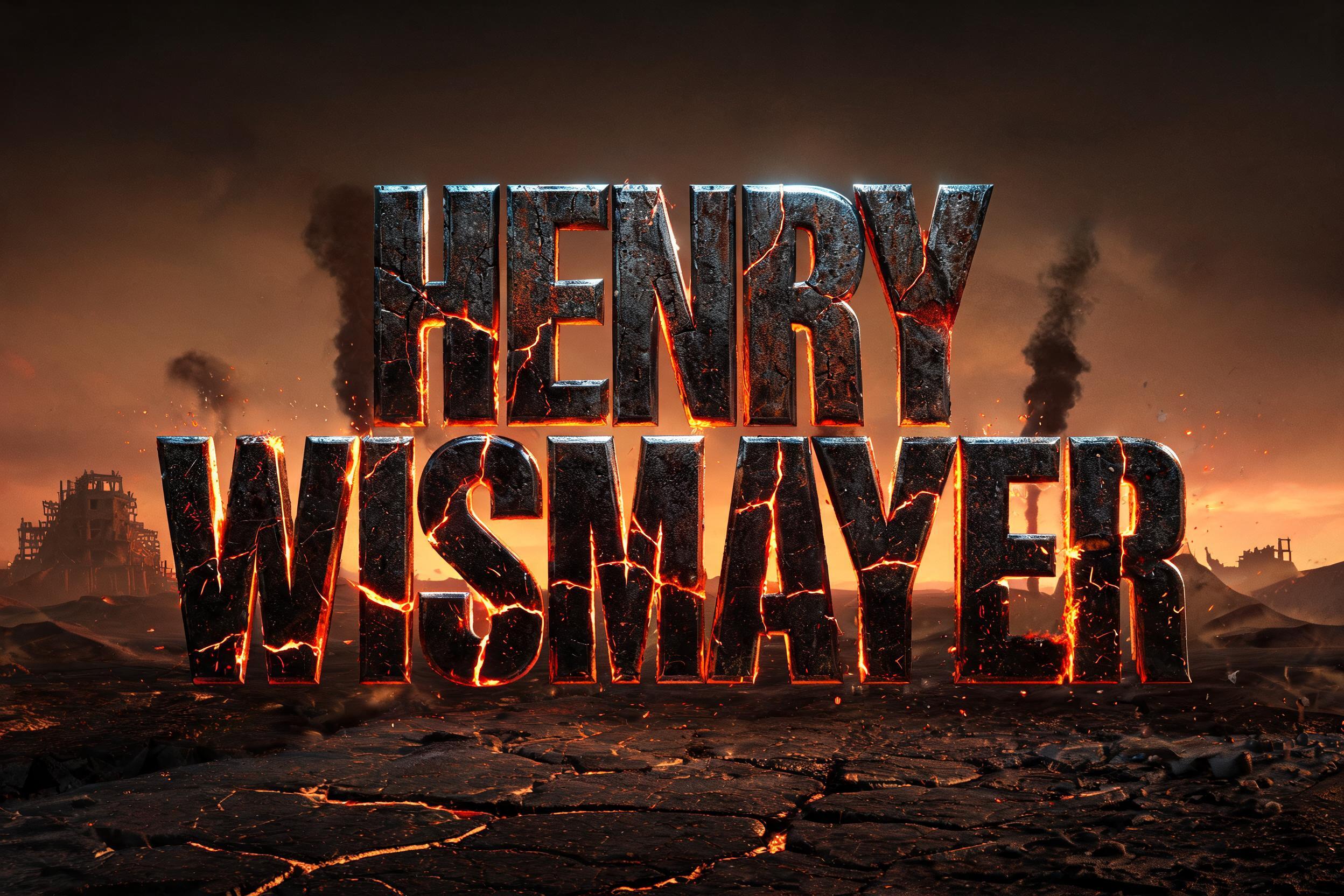 "Henry Wismayer" — Post Apocalyptic | AI Text Effect Generator