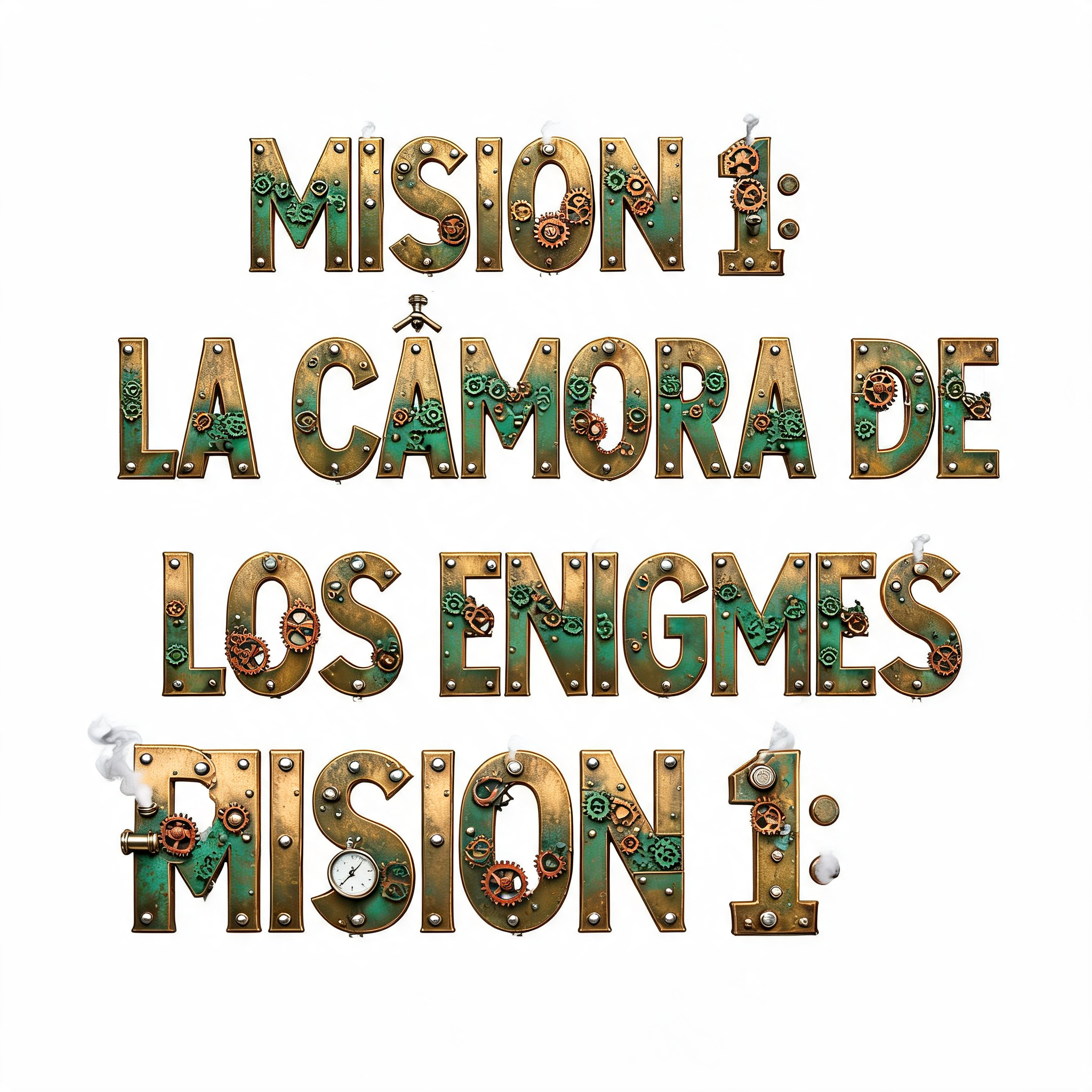 "MISION 1: LA CÁMARA DE LOS ENIGMAS" — Steampunk | AI Text Effect Generator