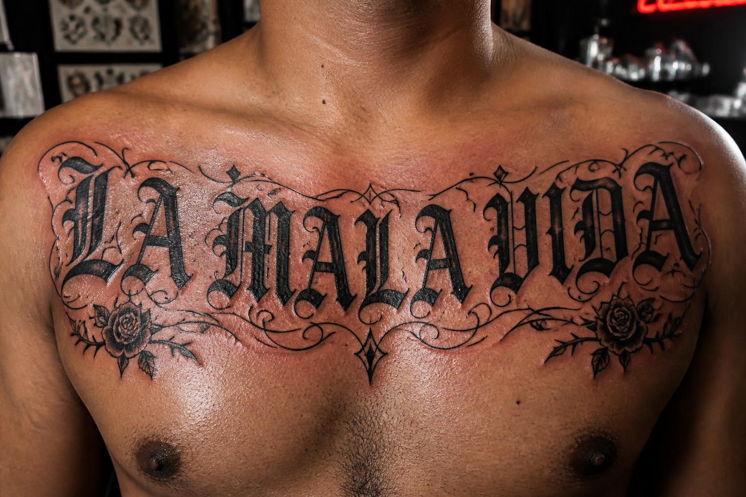 "LA MALA VIDA" — Tattoo text effect