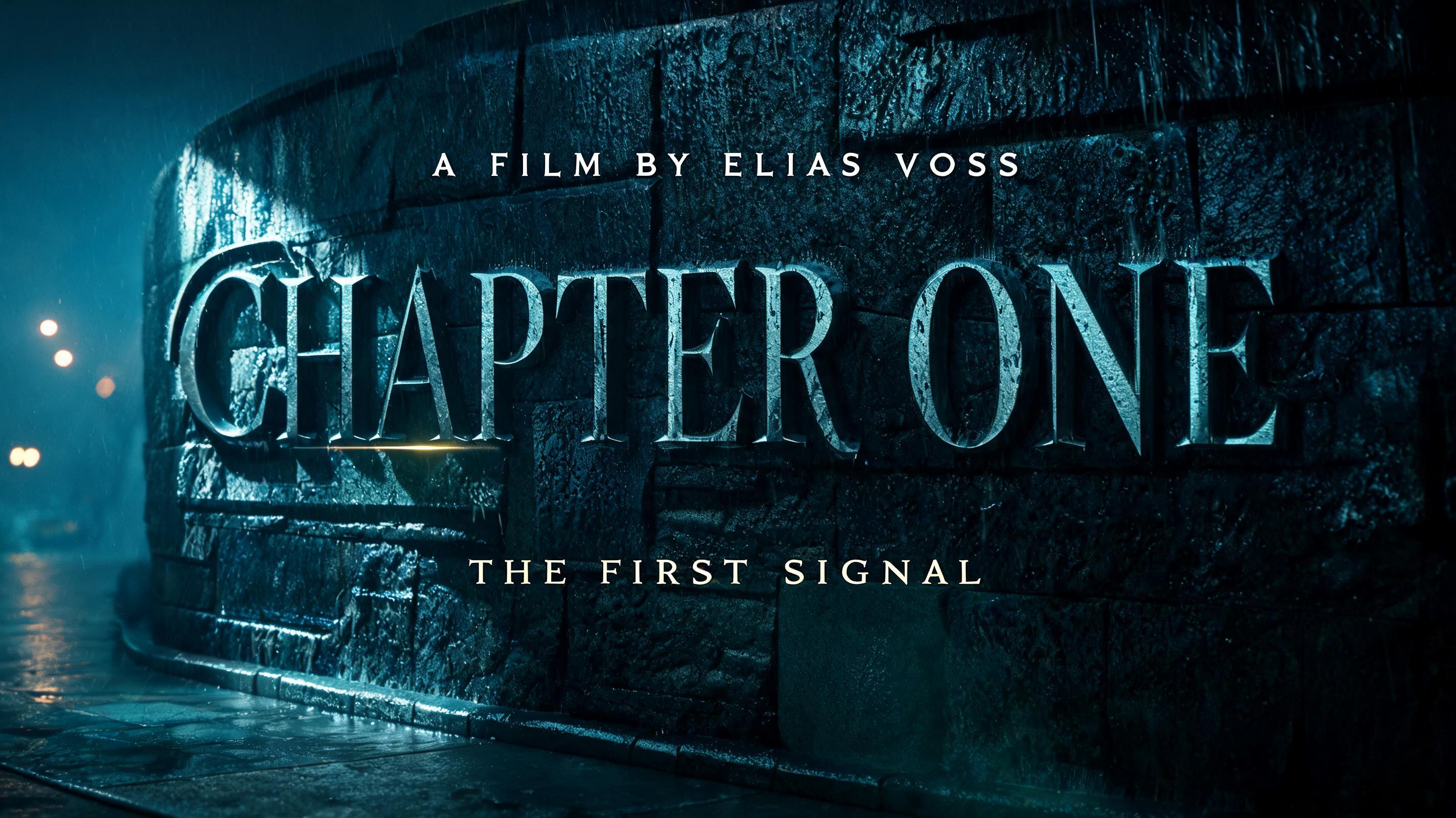 "CHAPTER ONE
A FILM BY ELIAS VOSS
THE FIRST SIGNAL" — Cinematic Netflix | AI Text Effect Generator