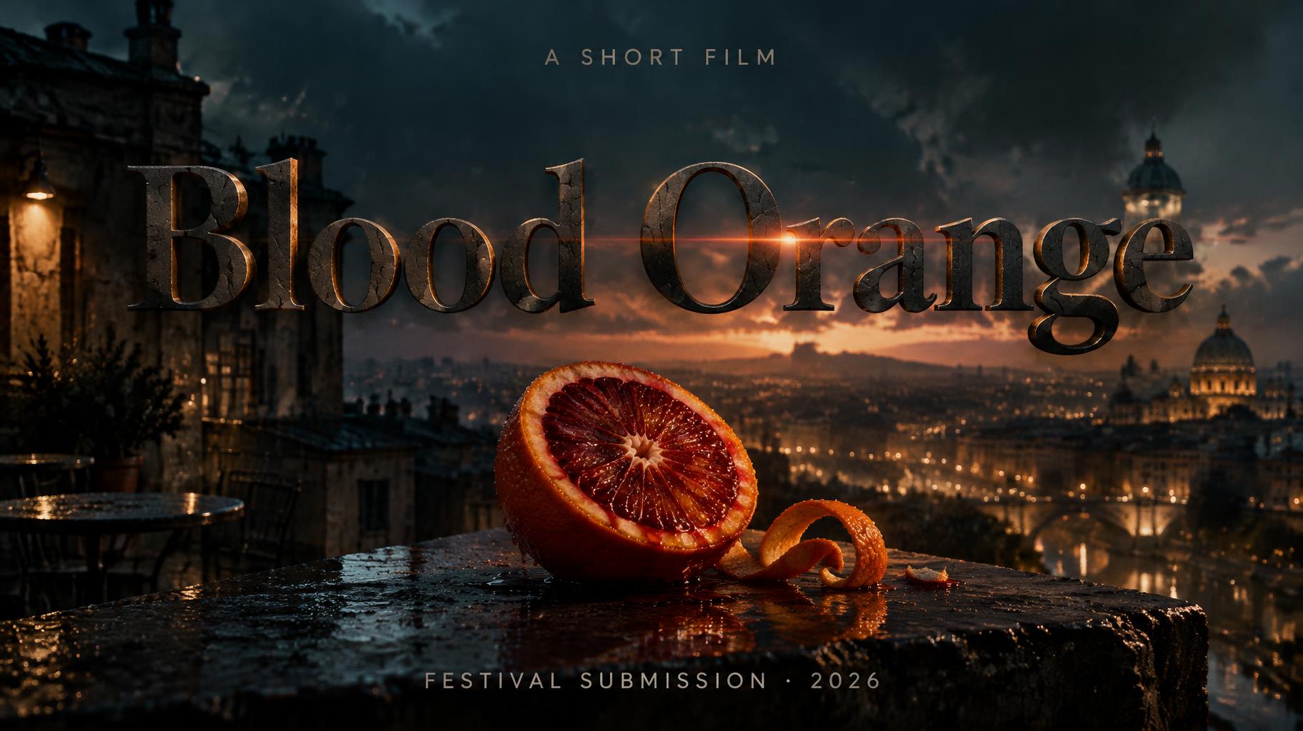 "Blood Orange
A SHORT FILM
FESTIVAL SUBMISSION · 2026" — Cinematic Netflix | AI Text Effect Generator