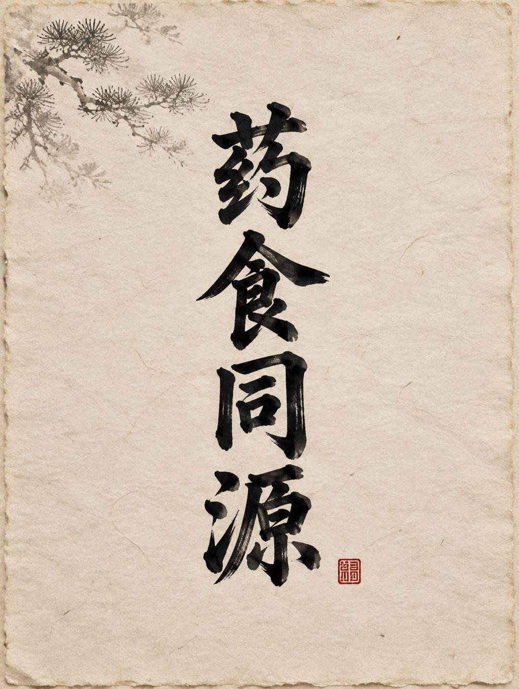 "药食同源" — Brush Chinese Ink | AI Text Effect Generator