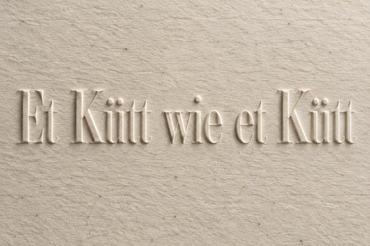 "Et Kütt wie et Kütt" — Emboss | AI Text Effect Generator