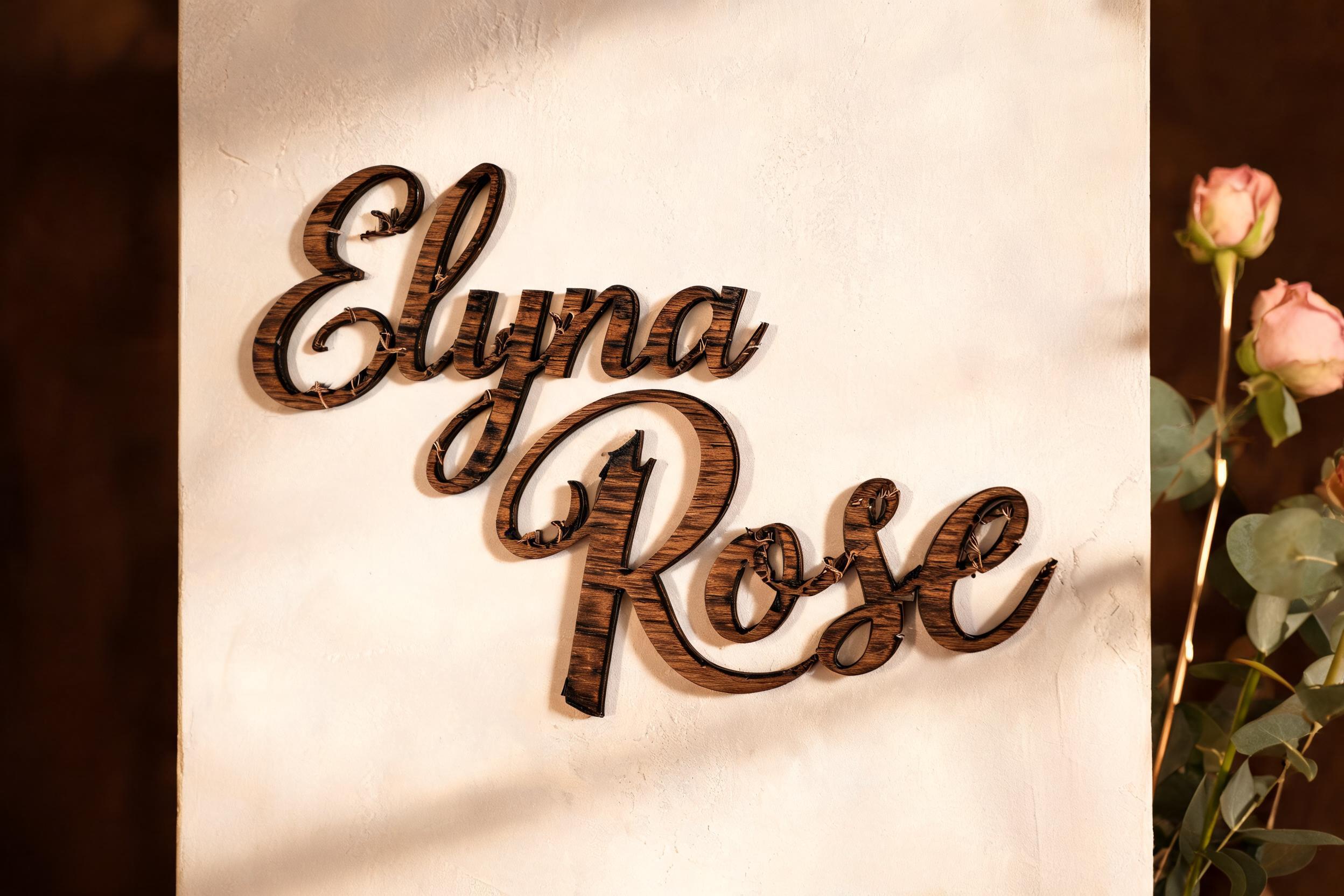 "Elyna Rose" — Laser Cut text effect
