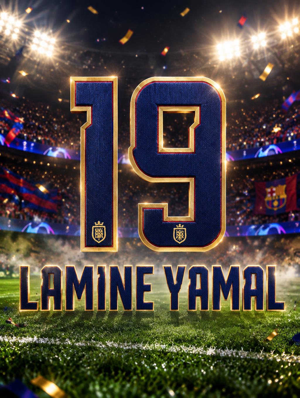 "19
LAMINE YAMAL" — Sports Football | AI Text Effect Generator
