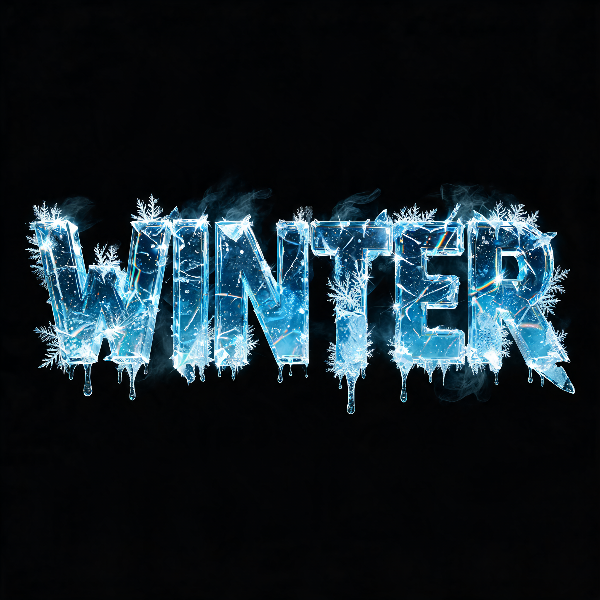 "Winter" — Ice Crystal text effect