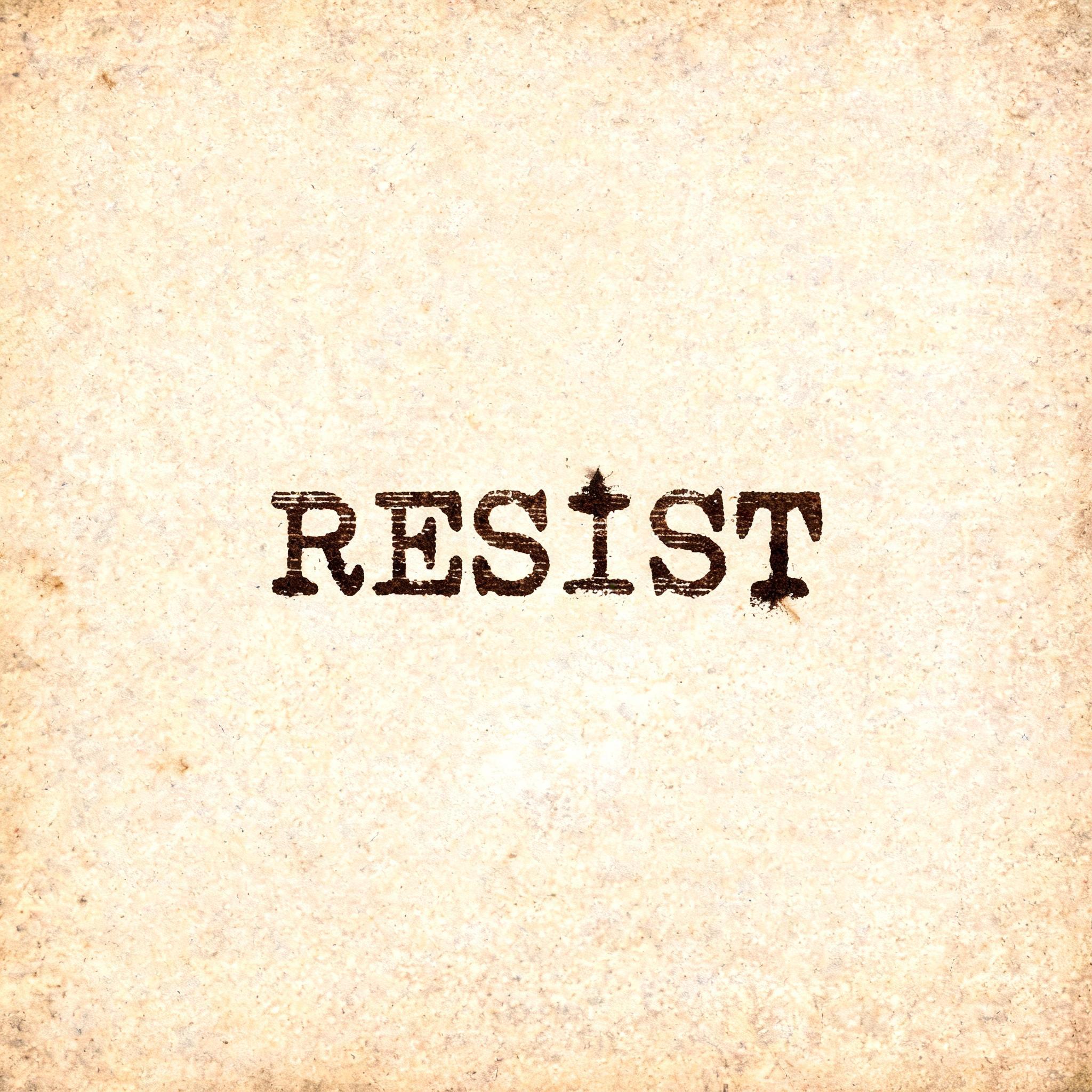 "RESIST" — Typewriter text effect