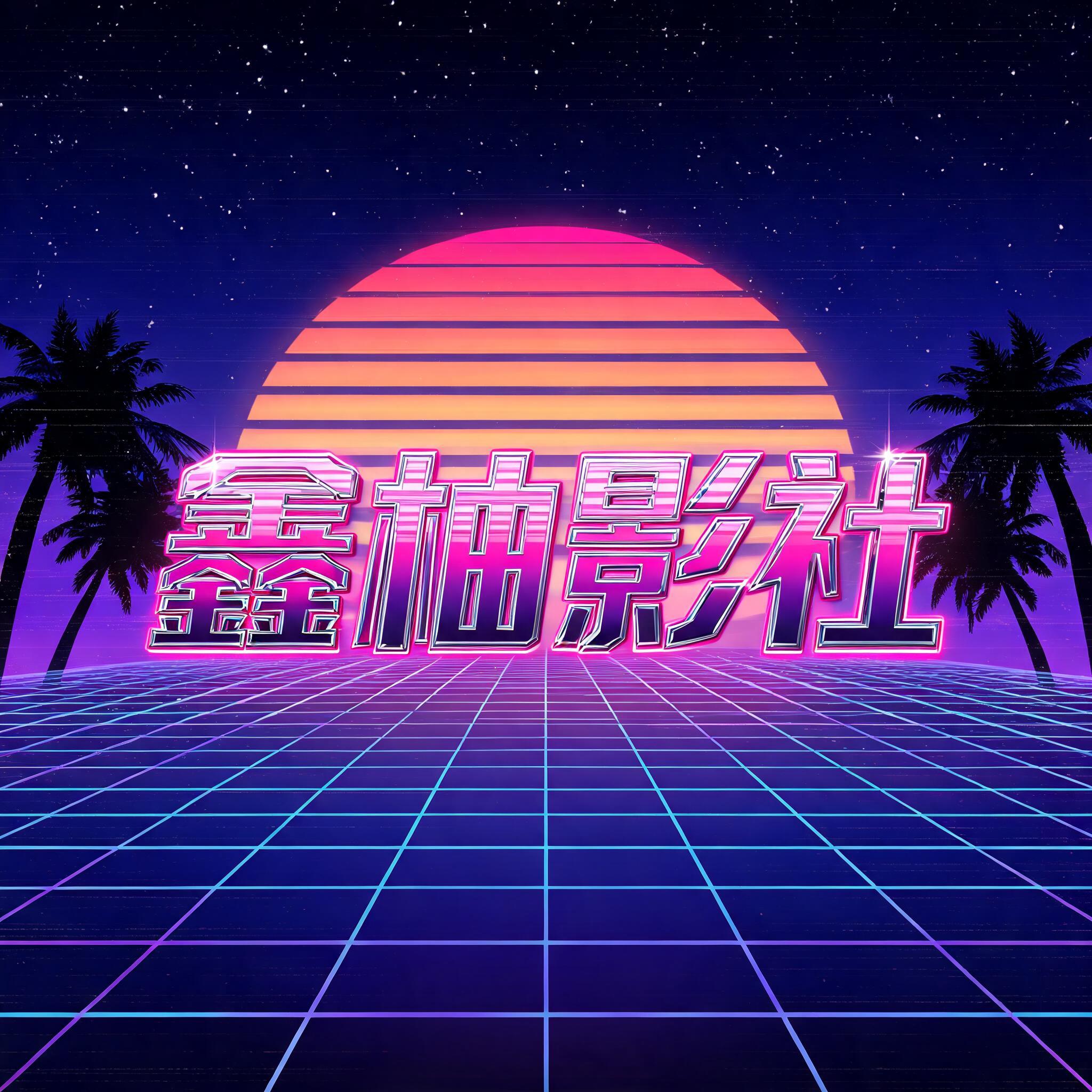 "鑫柚影社" — Cyberpunk Synthwave text effect