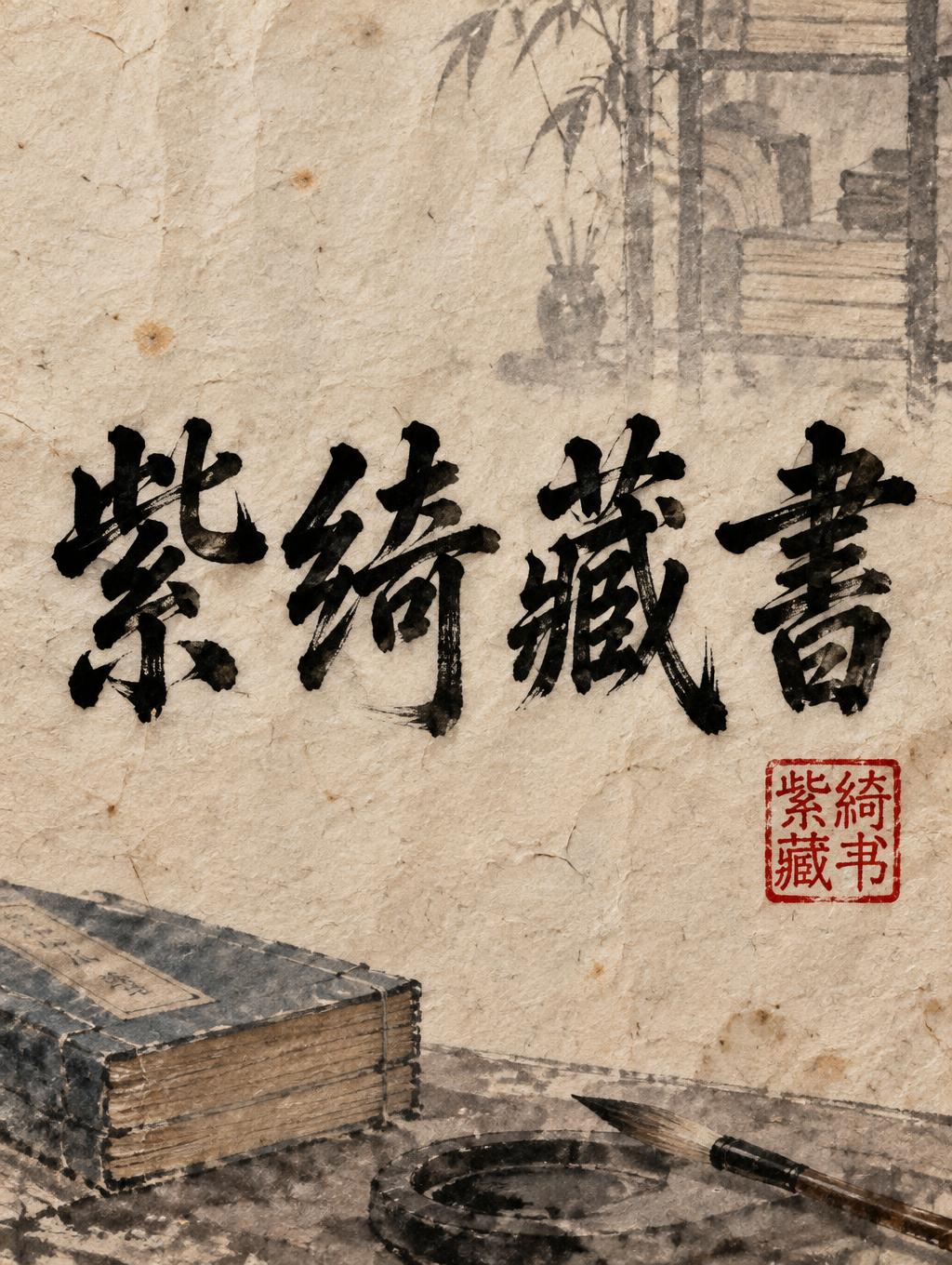 "紫绮藏书" — Brush Chinese Ink | AI Text Effect Generator