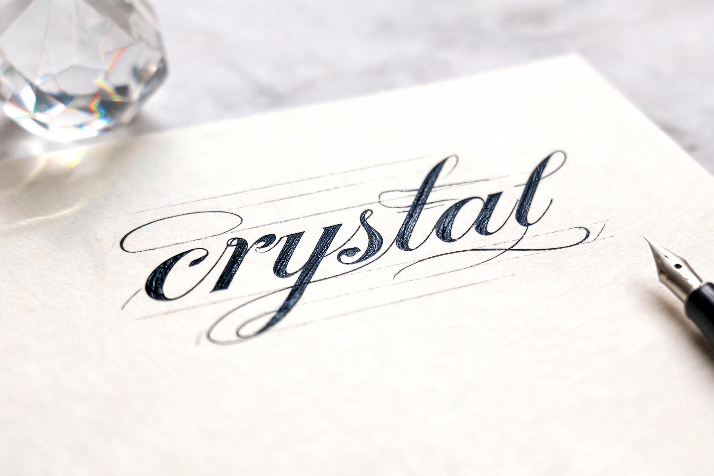 "crystal" — Cursive Calligraphy | AI Text Effect Generator